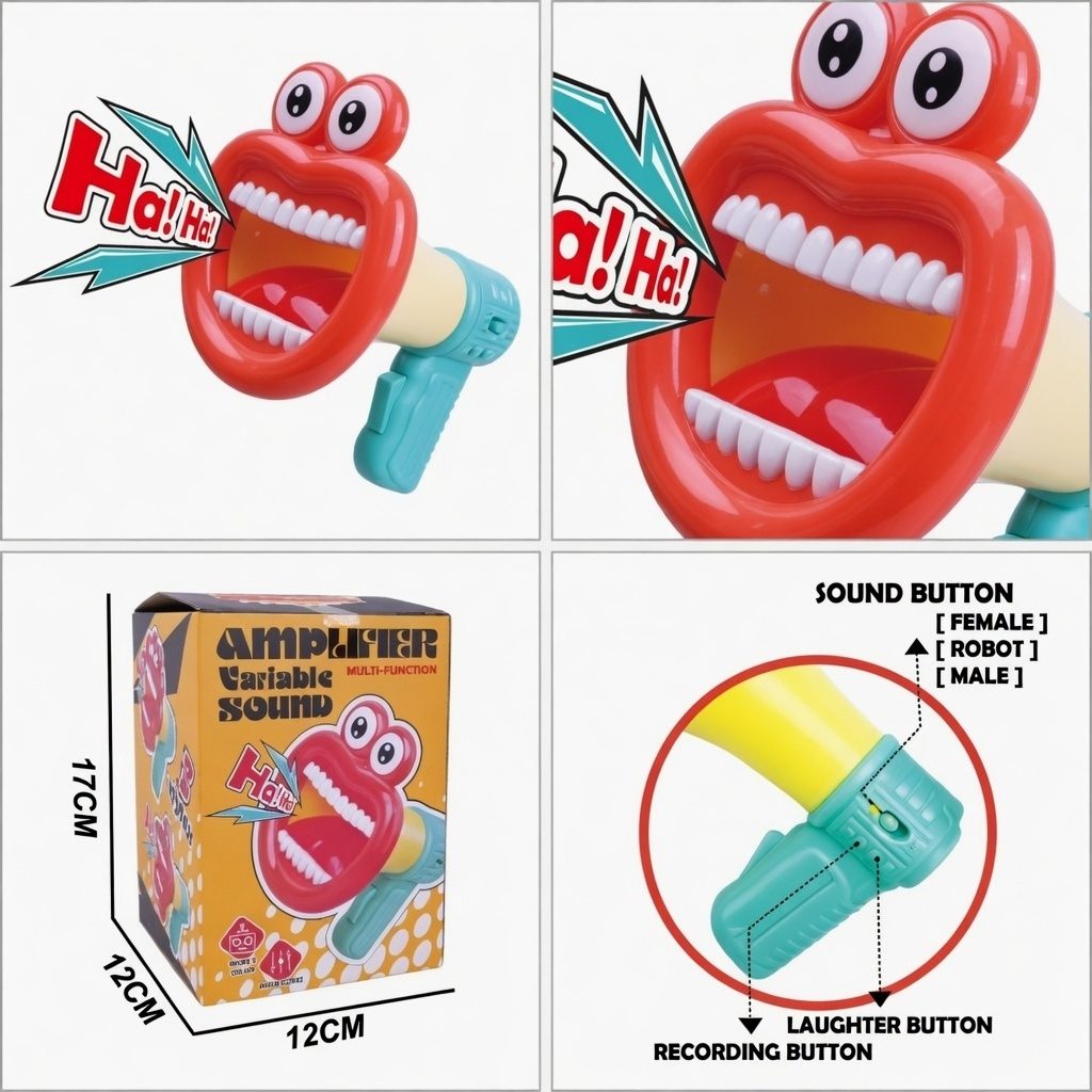 Portavoce Haioasa In Gura Mare Pentru Copii Cu Efecte Vocale Si Inregistrare, Megafoane Jucarie Cu Sunete Amuzante Si Modificare Voce, Jucarie Interactiva Cu Ras Si Functii Multiple Pentru Distractie Copii 3+ Ani, Multicolor 4