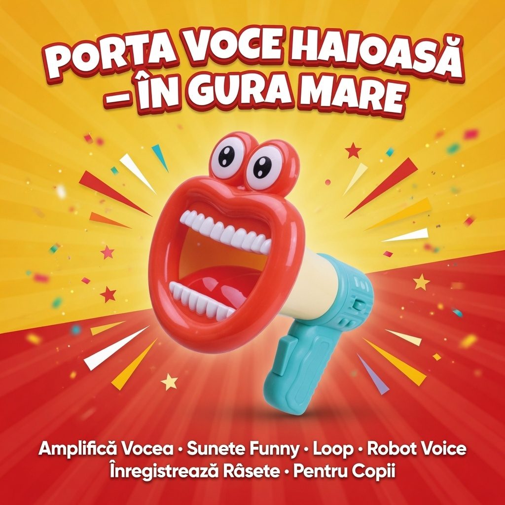 Portavoce Haioasa In Gura Mare Pentru Copii Cu Efecte Vocale Si Inregistrare, Megafoane Jucarie Cu Sunete Amuzante Si Modificare Voce, Jucarie Interactiva Cu Ras Si Functii Multiple Pentru Distractie Copii 3+ Ani, Multicolor 3
