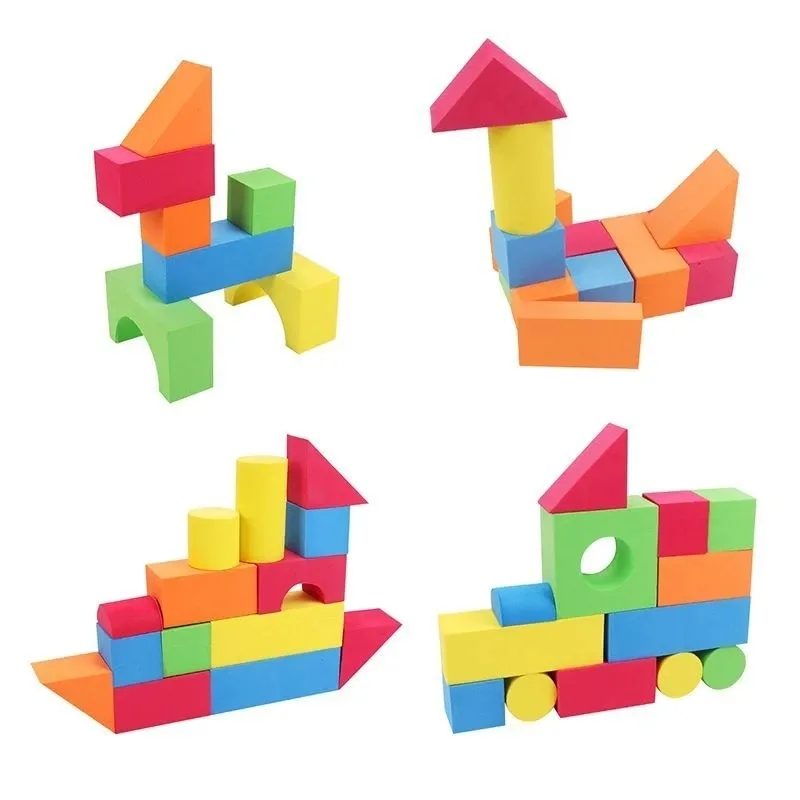 Set Cuburi constructii moi din spuma EVA, 29 piese 33x22x4,5 cm 4