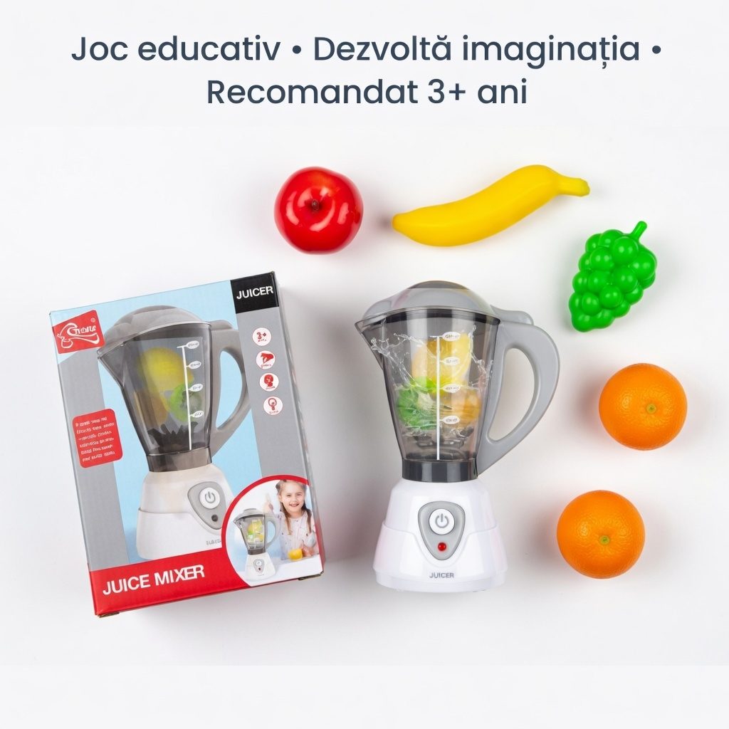 Blender de Jucarie cu Sunete si Lumini, Jucarie Interactiva de Bucatarie pentru Bebelusi, Mixer cu Butoane, Efecte Luminoase si Melodii Vesele, Joaca Educativa de Rol 3