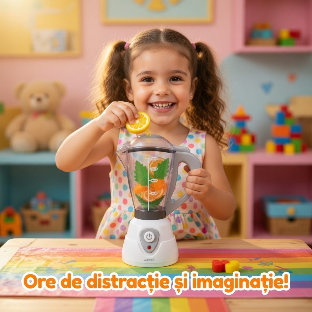 Blender de Jucarie cu Sunete si Lumini, Jucarie Interactiva de Bucatarie pentru Bebelusi, Mixer cu Butoane, Efecte Luminoase si Melodii Vesele, Joaca Educativa de Rol 5