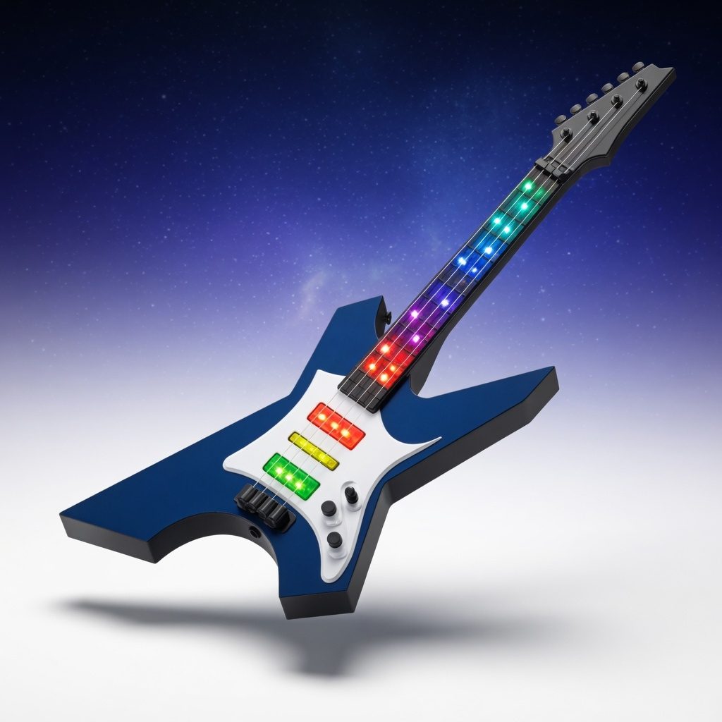 Chitara Muzicala Electrica pentru Copii cu Lumini si Sunete, Instrument Muzical Interactiv cu Efecte Luminoase si Design Modern, Jucarie Muzicala pentru Baieti si Fete, Cadou Distractiv pentru Copii 3+ Ani, Albastru 5