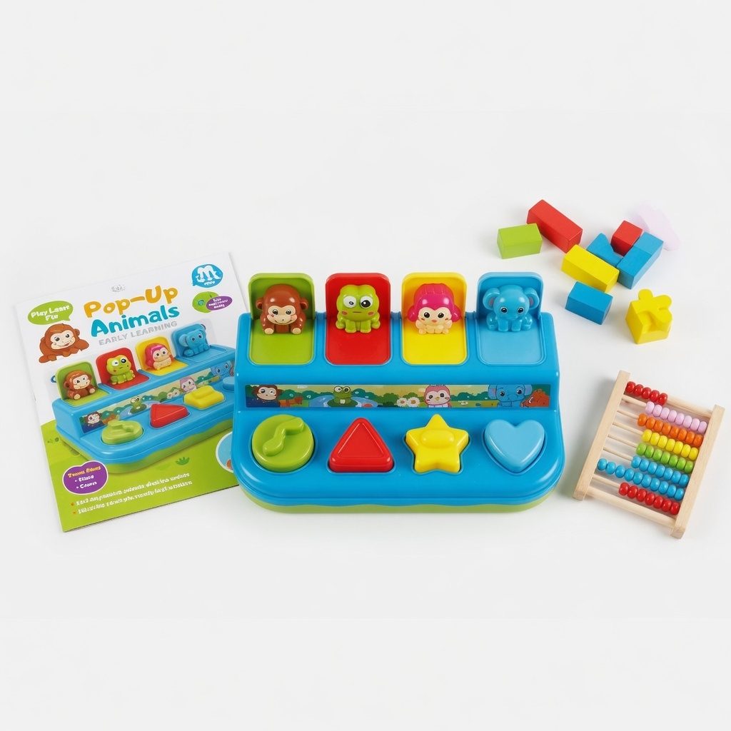 Jucarie Interactiva Pop Up Cu Animale, Jucarie Cu Butoane Si Animalute Saritoare, Jucarie Educativa Cu Forme Si Culori, Jucarie Activitati Cu Lumini Si Sunete Pentru Copii 18+ Luni, Multicolor 4