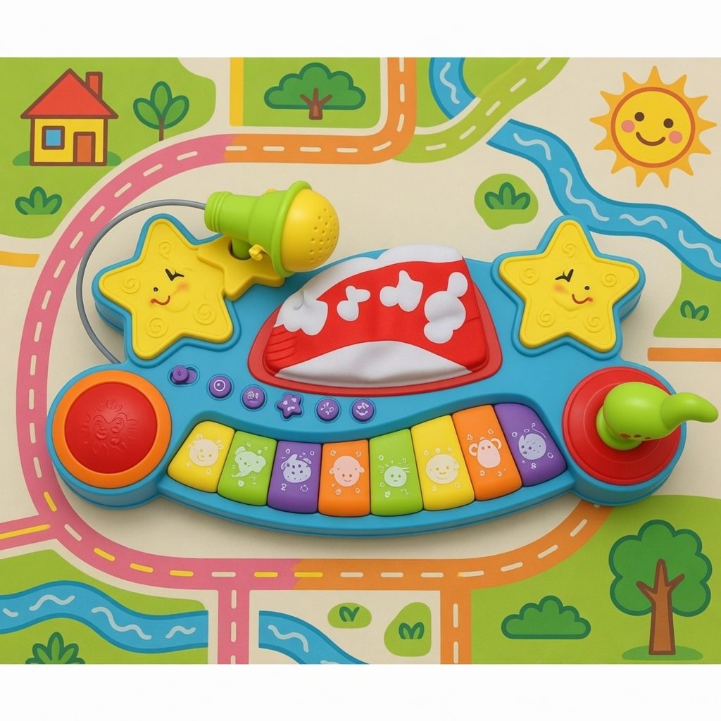 Pian Muzical Interactiv Pentru Copii Cu Taste Colorate Si Butoane, Jucarie Cu Sunete Si Melodii Pentru Bebelusi, Orga Copii Cu Lumini Si Activitati Muzicale, Jucarie Educativa Multicolora Pentru Joaca Copii 18+ Luni 3