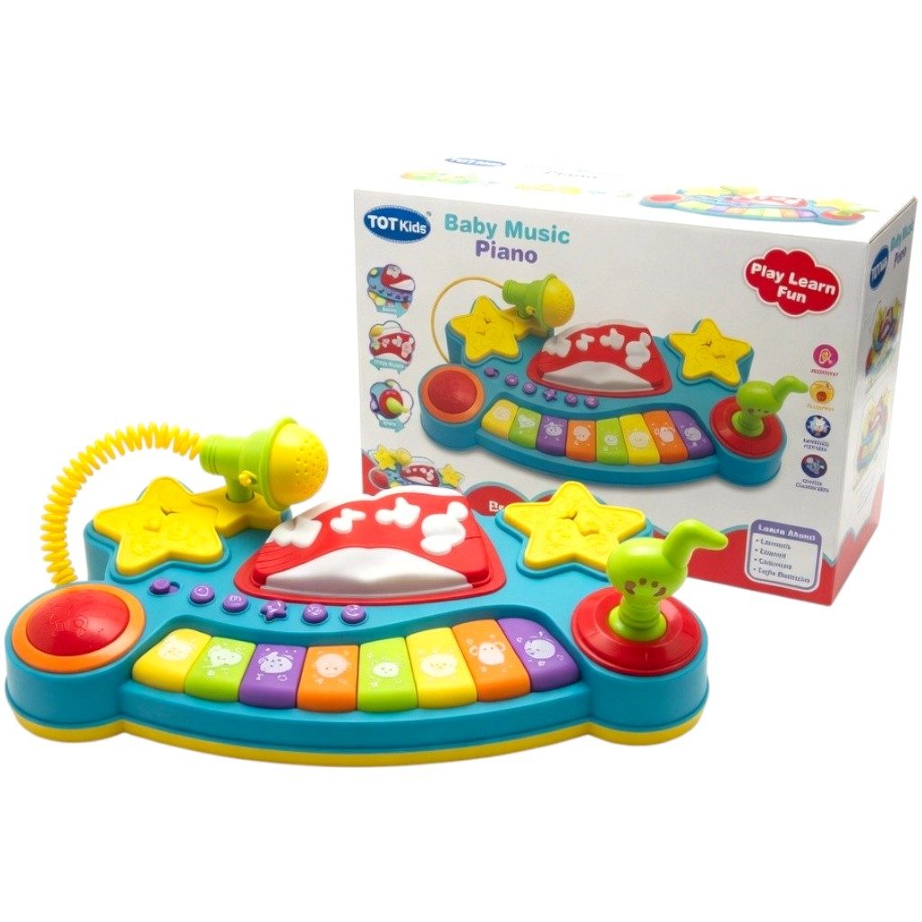 Pian Muzical Interactiv Pentru Copii Cu Taste Colorate Si Butoane, Jucarie Cu Sunete Si Melodii Pentru Bebelusi, Orga Copii Cu Lumini Si Activitati Muzicale, Jucarie Educativa Multicolora Pentru Joaca Copii 18+ Luni 1