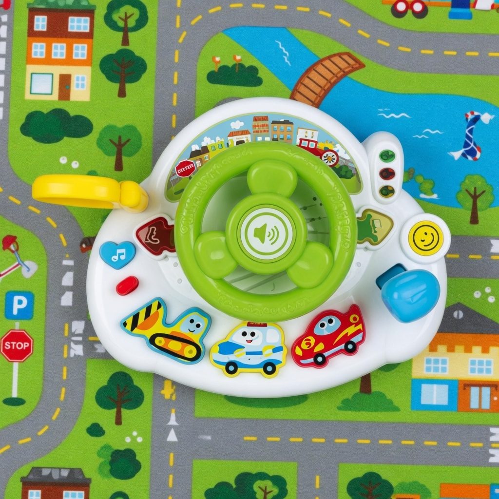 Volan Interactiv Pentru Copii Cu Sunete Si Butoane, Jucarie Baby Drive Cu Lumini Si Activitati, Simulator Conducere Cu Claxon Si Elemente Rotative, Jucarie Educativa Multicolora Tip Volan Auto Copii 18+ Luni 4