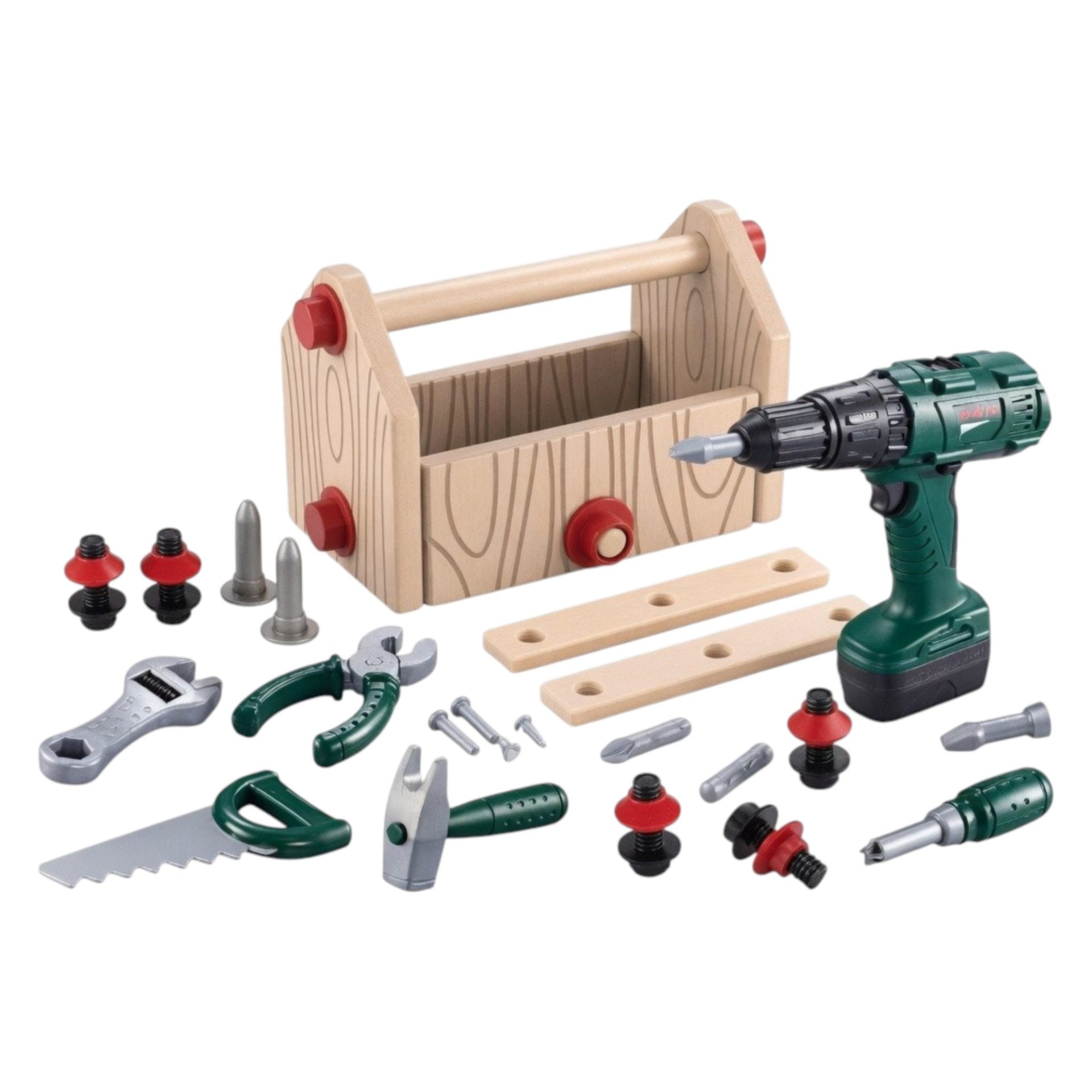 Set Unelte Cu Bormasina Electrica Si Accesorii, Trusa Scule Tip Inginer Si Cutie Depozitare Cu Unelte Realiste, Jucarie Educativa De Rol Cu Suruburi Si Instrumente Pentru Constructii Copii 3+ Ani, Multicolor
