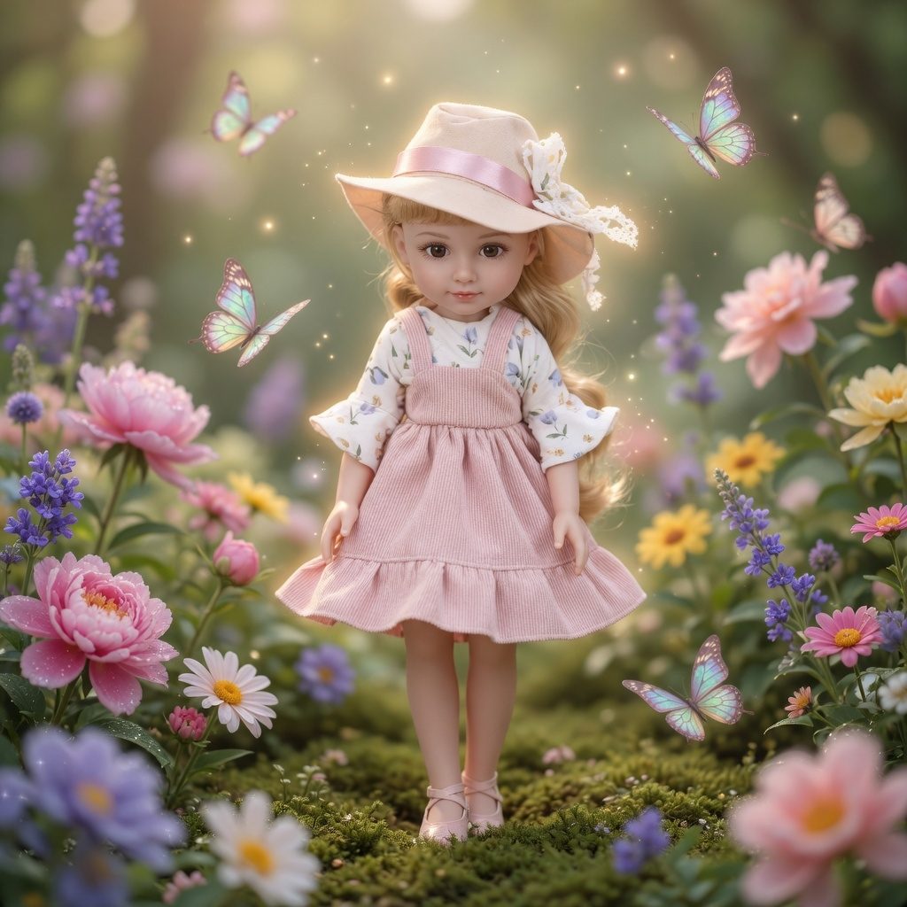Papusa Jelenia 33 cm pentru Copii, Papusa Eleganta cu Rochita si Palarie, Jucarie pentru Fetite cu Par Lung si Design Realist, Papusa Fashion pentru Joaca, Colectie si Cadou Copii 3+ Ani, Roz 5