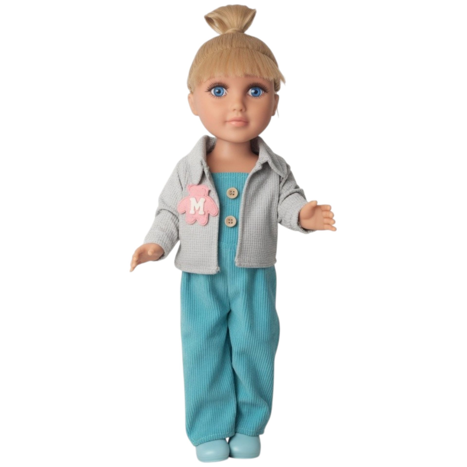 Papusa Bianca Casual 46 cm Cu Tinuta Sport Si Accesorii, Papusa Fashion Cu Haine Moderne Si Design Realist, Jucarie Interactiva Pentru Fetite Cu Stil Urban, Papusa De Colectie Pentru Copii 3+ Ani, Albastru 1