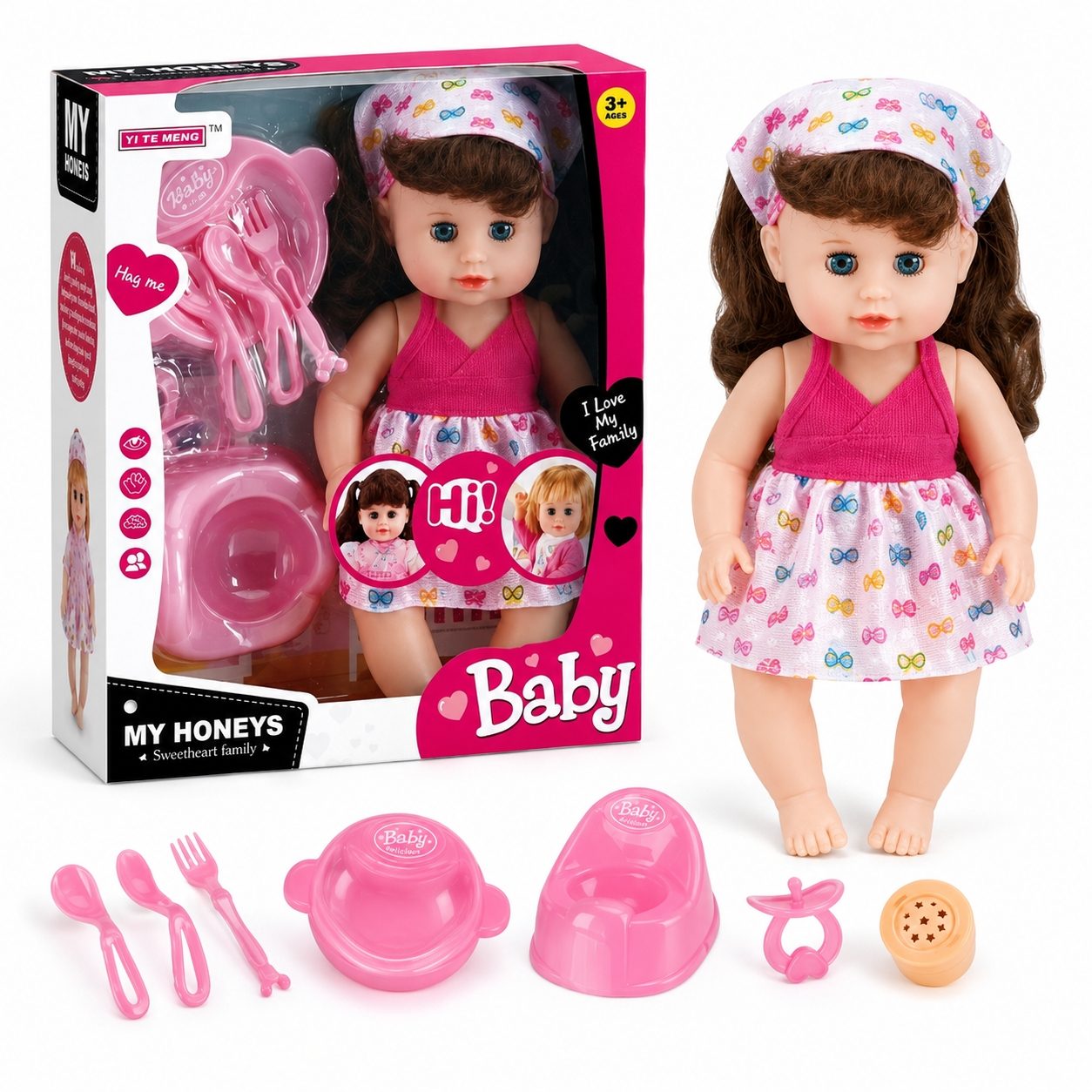 Papusa Bebelus Interactiva 31 cm pentru Copii, Set Baby Doll cu Accesorii de Hranire si Ingrijire, Jucarie pentru Fetite cu Sunete si Functii Interactive, Papusa Bebe pentru Joaca si Cadou Copii 3+ Ani, Multicolor 2