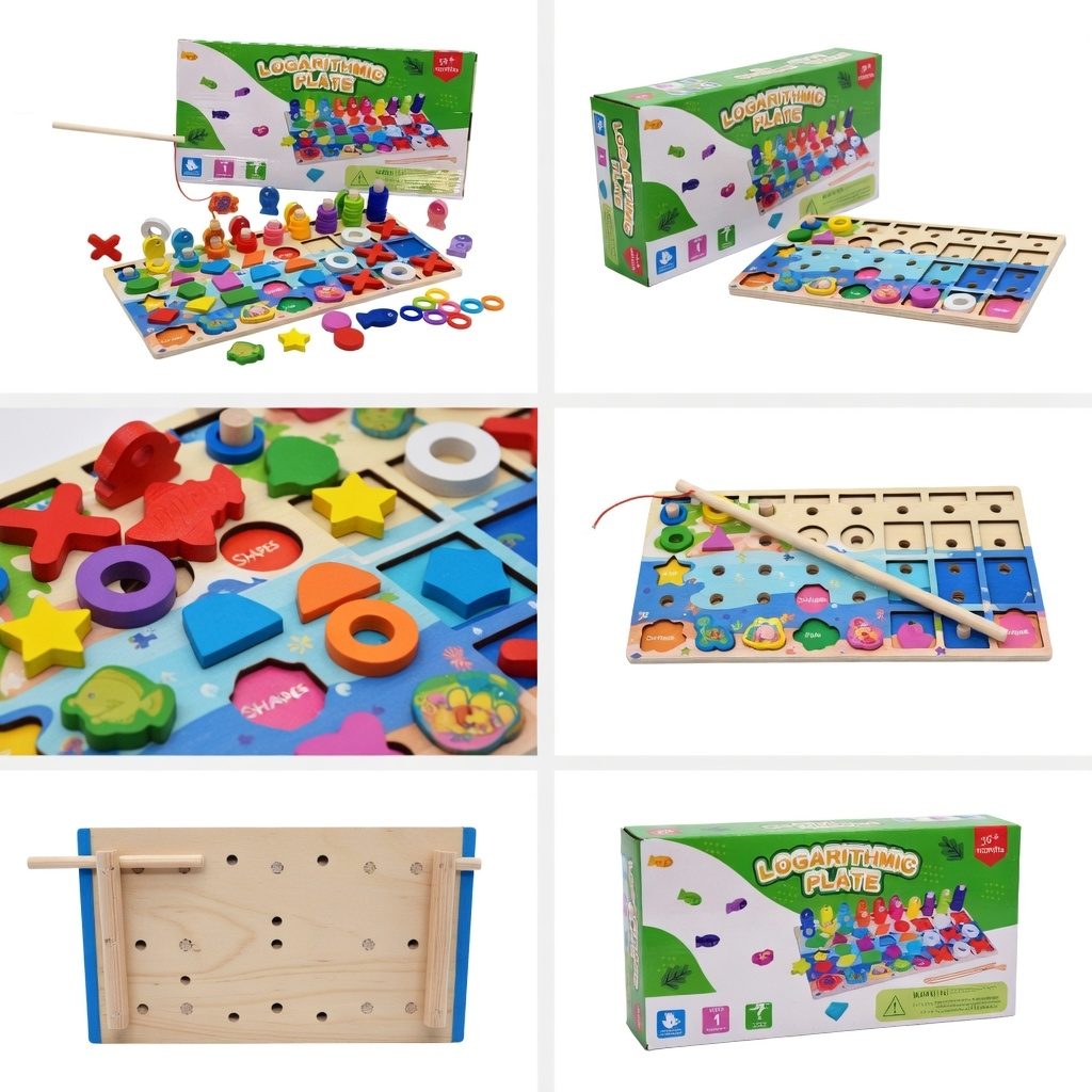 Joc Educativ 4 in 1, Sortator de Forme Geometrice, Joc de Pescuit Magnetic, Puzzle si Activitati Montessori, Jucarie Educationala pentru Copii de la 3 Ani 3