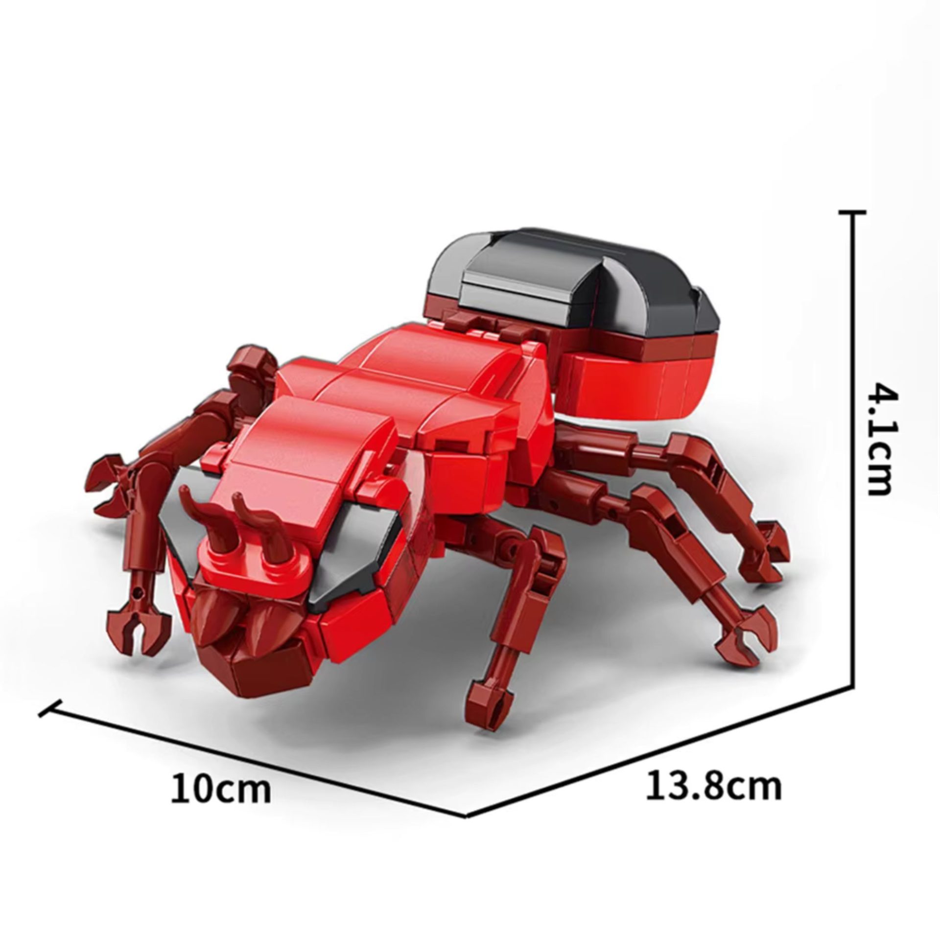 Set de Constructie, , Model Furnica de Foc, Lumea Insectelor Mini, 128 Piese, Model 3D, Jucarie Educativa STEM, +6 Ani, Plastic ABS, 11 x 7 x 7 cm, Rosu 3