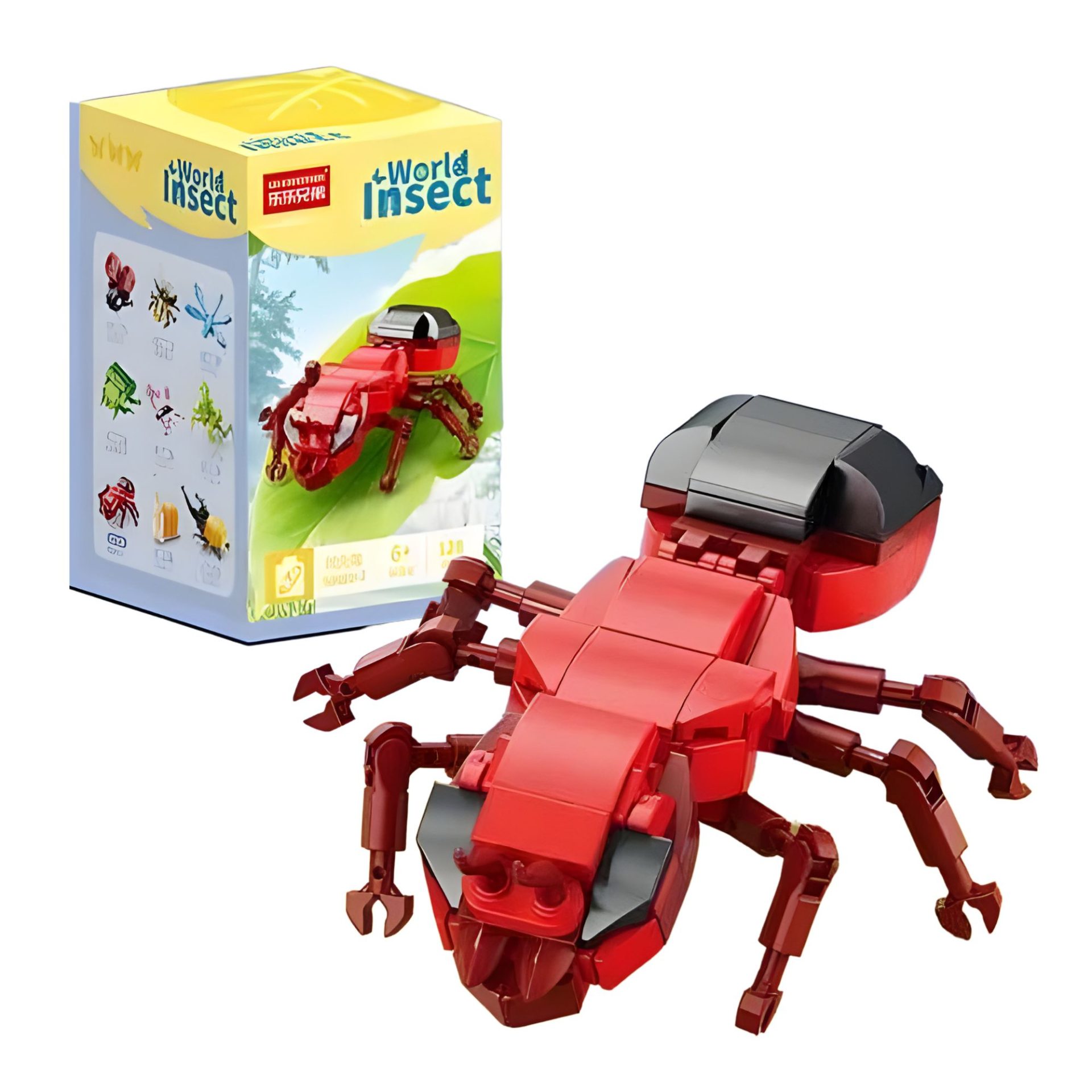 Set de Constructie, , Model Furnica de Foc, Lumea Insectelor Mini, 128 Piese, Model 3D, Jucarie Educativa STEM, +6 Ani, Plastic ABS, 11 x 7 x 7 cm, Rosu