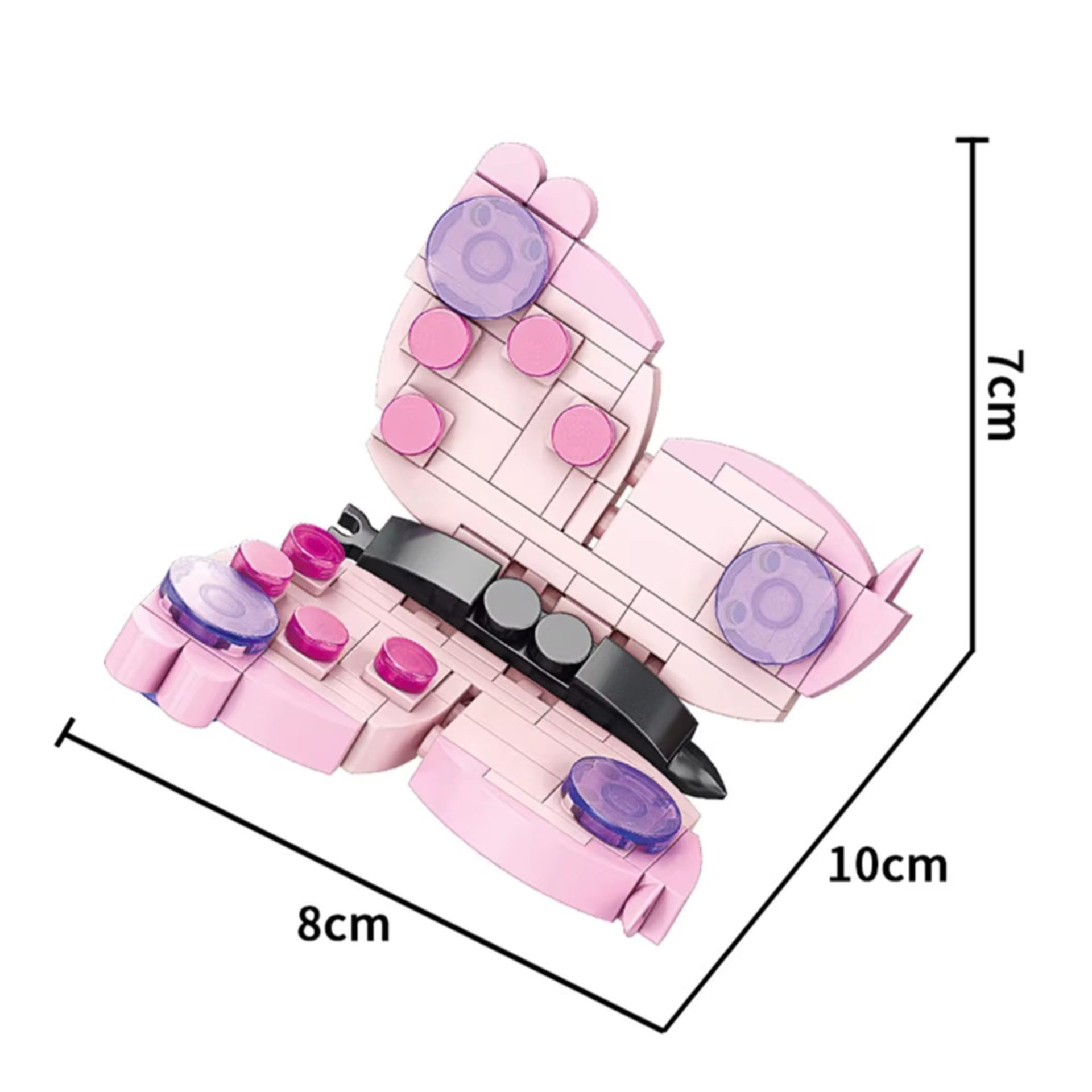 Set de Constructie, , Model Fluture, Lumea Insectelor Mini, 115 Piese, Model 3D, Jucarie Educativa STEM, +6 Ani, Plastic ABS, 11 x 7 x 7 cm, Roz 3