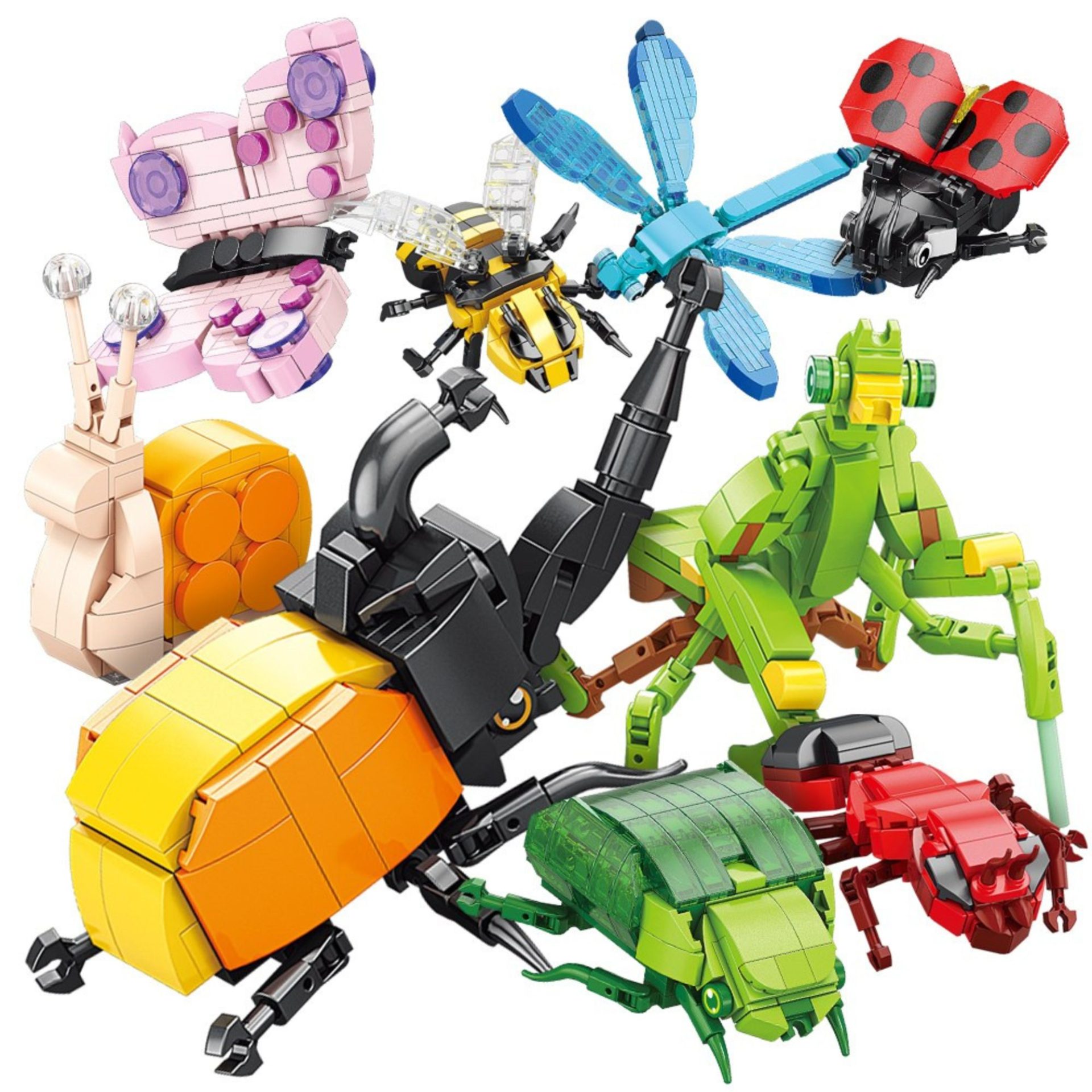 Set de Constructie, , Model Fluture, Lumea Insectelor Mini, 115 Piese, Model 3D, Jucarie Educativa STEM, +6 Ani, Plastic ABS, 11 x 7 x 7 cm, Roz 5