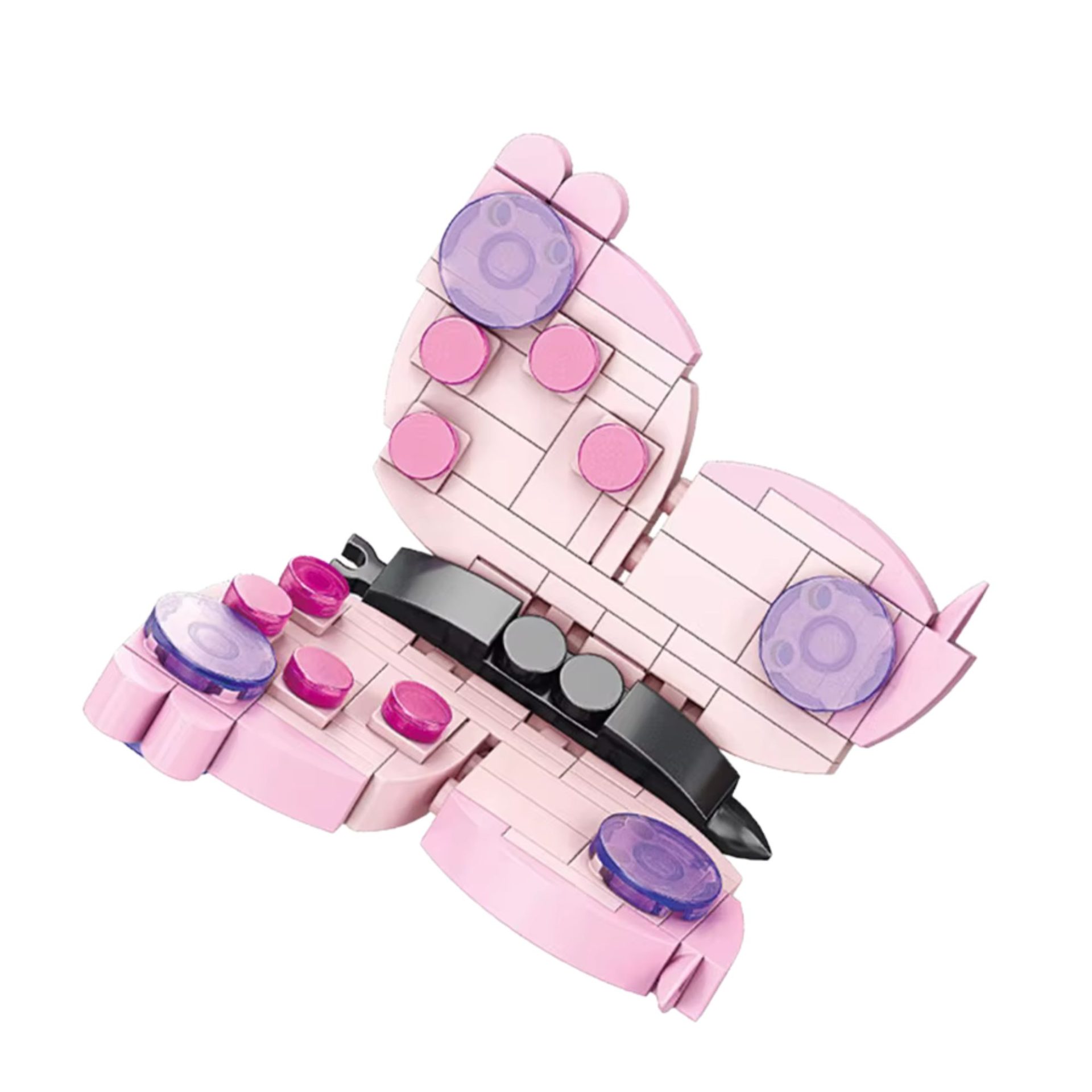 Set de Constructie, , Model Fluture, Lumea Insectelor Mini, 115 Piese, Model 3D, Jucarie Educativa STEM, +6 Ani, Plastic ABS, 11 x 7 x 7 cm, Roz 4