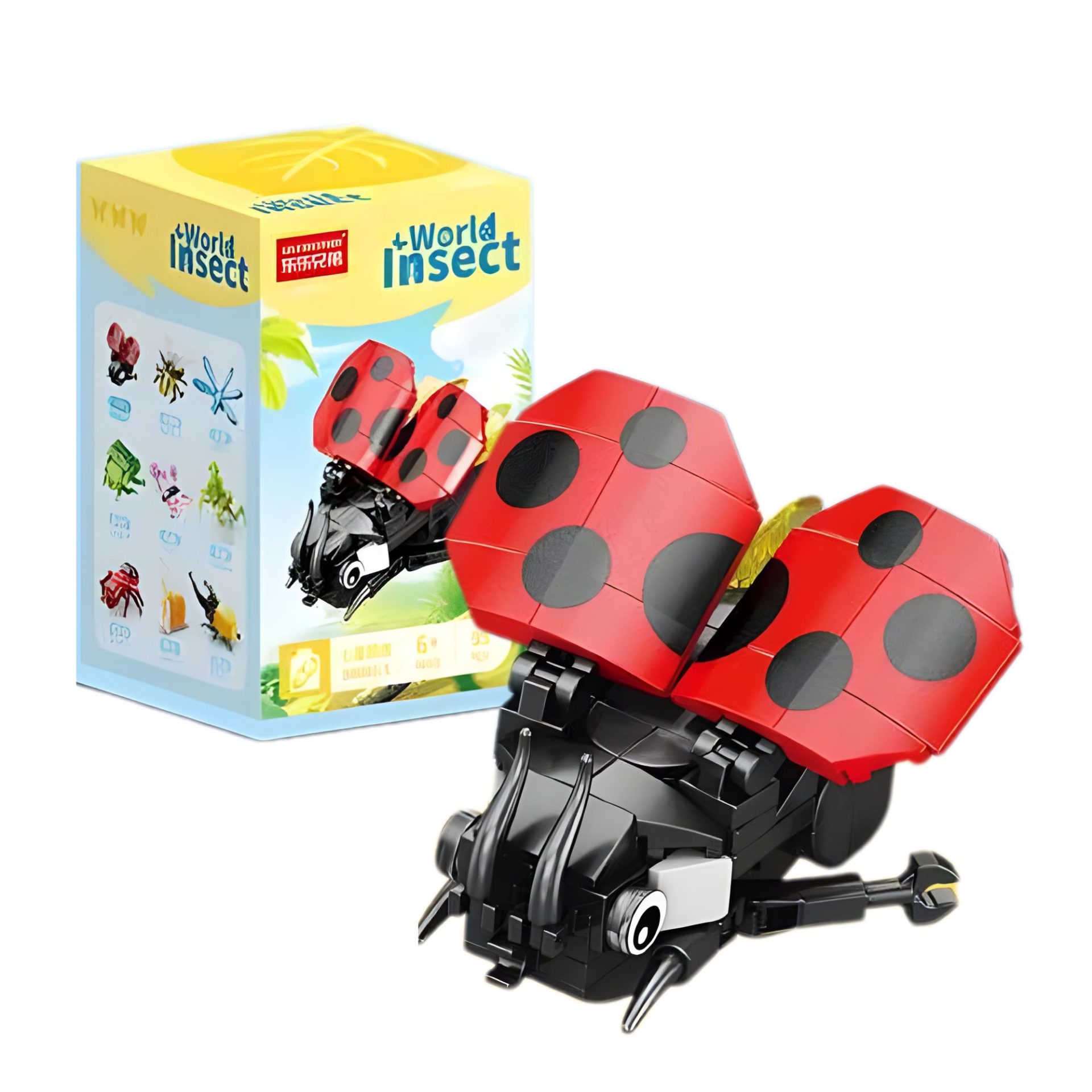 Set de Constructie, , Model Buburuza, Lumea Insectelor Mini, 95 Piese, Model 3D, Jucarie Educativa STEM, +6 Ani, Plastic ABS, 11 x 7 x 7 cm, Negru/Rosu