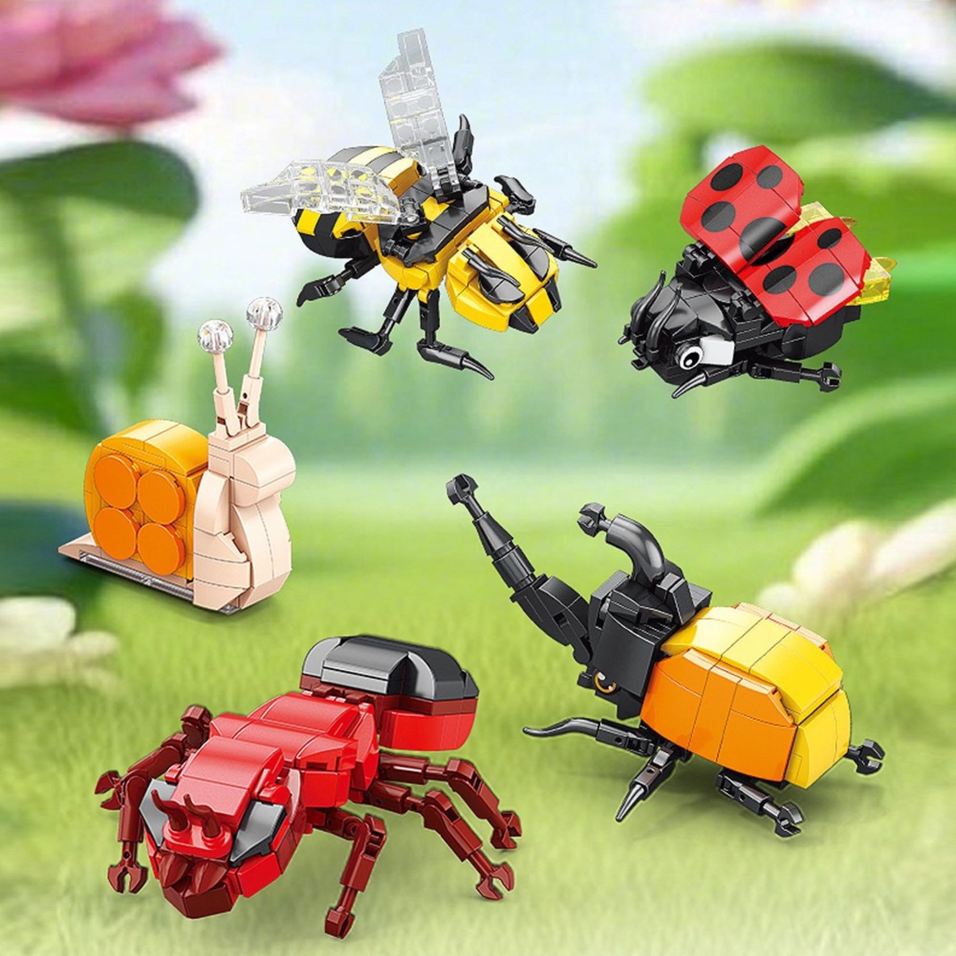Set de Constructie, , Model Buburuza, Lumea Insectelor Mini, 95 Piese, Model 3D, Jucarie Educativa STEM, +6 Ani, Plastic ABS, 11 x 7 x 7 cm, Negru/Rosu 4