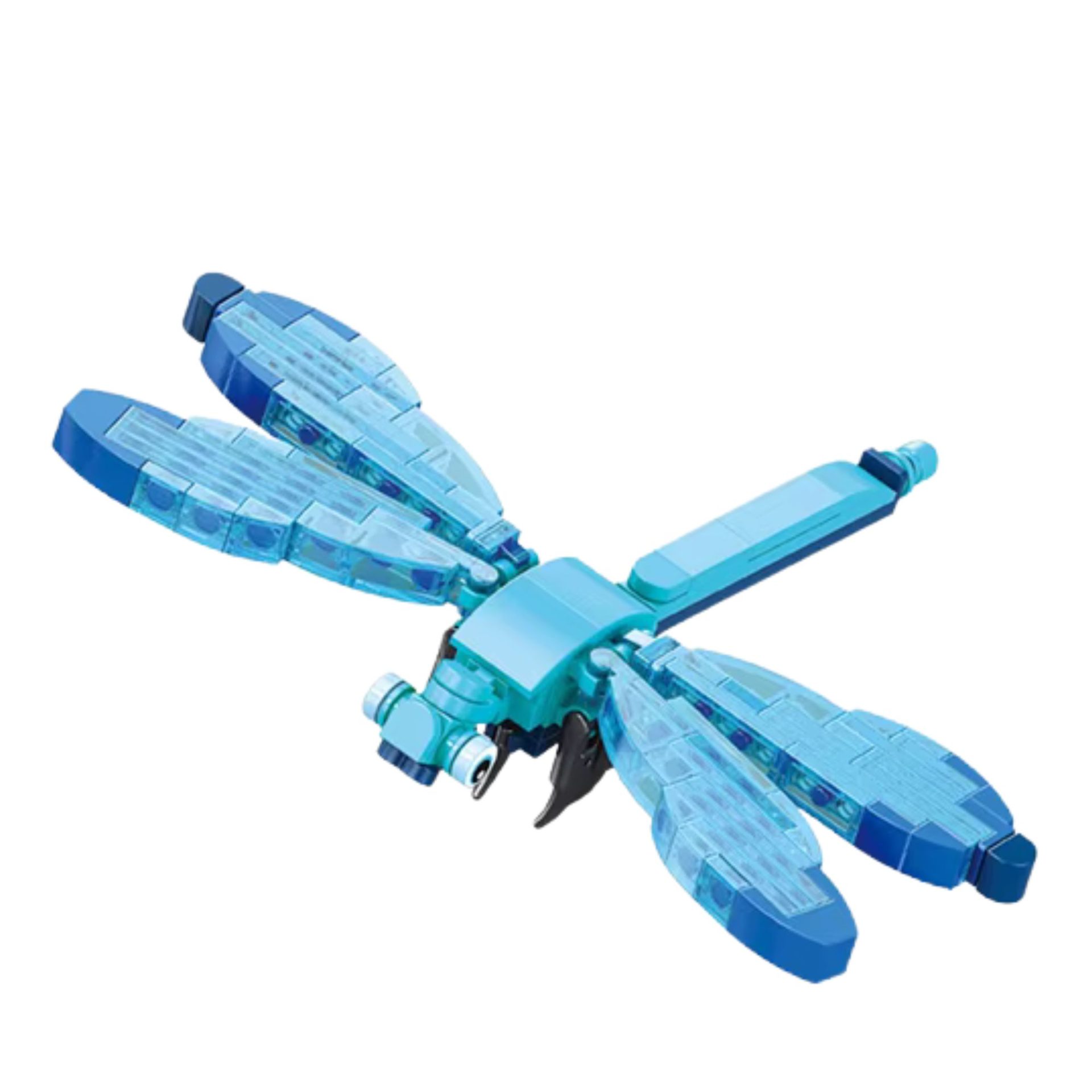 Set de Constructie, , Model Libelula, Lumea Insectelor Mini, 117 Piese, Model 3D, Jucarie Educativa STEM, +6 Ani, Plastic ABS, 11 x 7 x 7 cm, Albastru 4