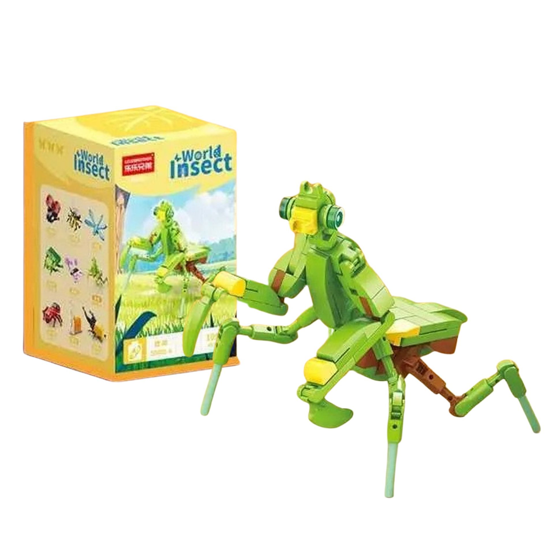 Set de Constructie, , Model Mantis, Lumea Insectelor Mini, 109 Piese, Model 3D, Jucarie Educativa STEM, +6 Ani, Plastic ABS, 11 x 7 x 7 cm, Verde Deschis