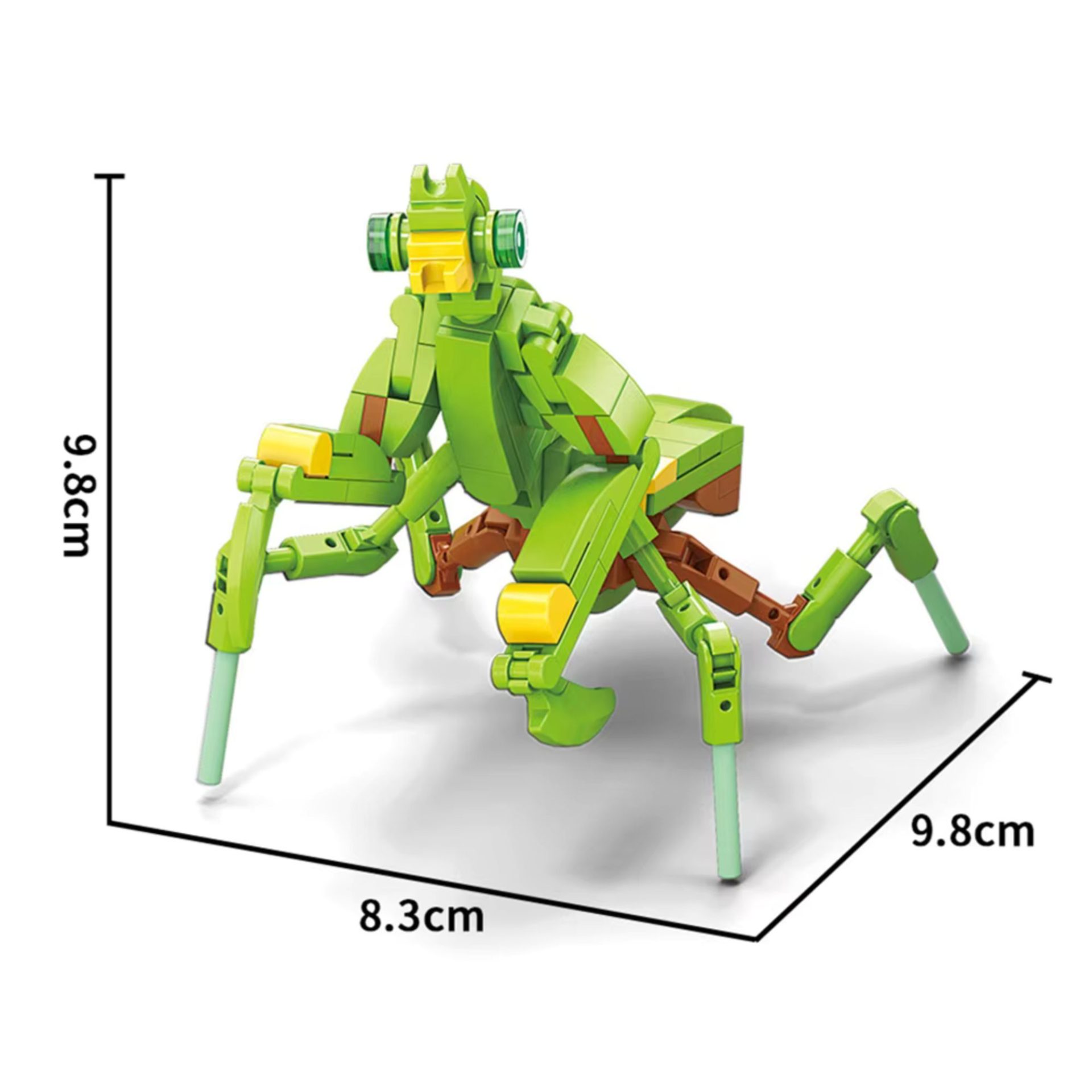 Set de Constructie, , Model Mantis, Lumea Insectelor Mini, 109 Piese, Model 3D, Jucarie Educativa STEM, +6 Ani, Plastic ABS, 11 x 7 x 7 cm, Verde Deschis 3