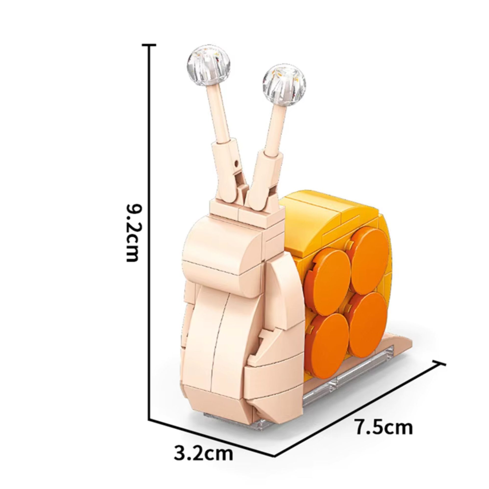 Set de Constructie, , Model Melc, Lumea Insectelor Mini, 62 Piese, Model 3D, Jucarie Educativa STEM, +6 Ani, Plastic ABS, 11 x 7 x 7 cm, Bej/Portocaliu 3