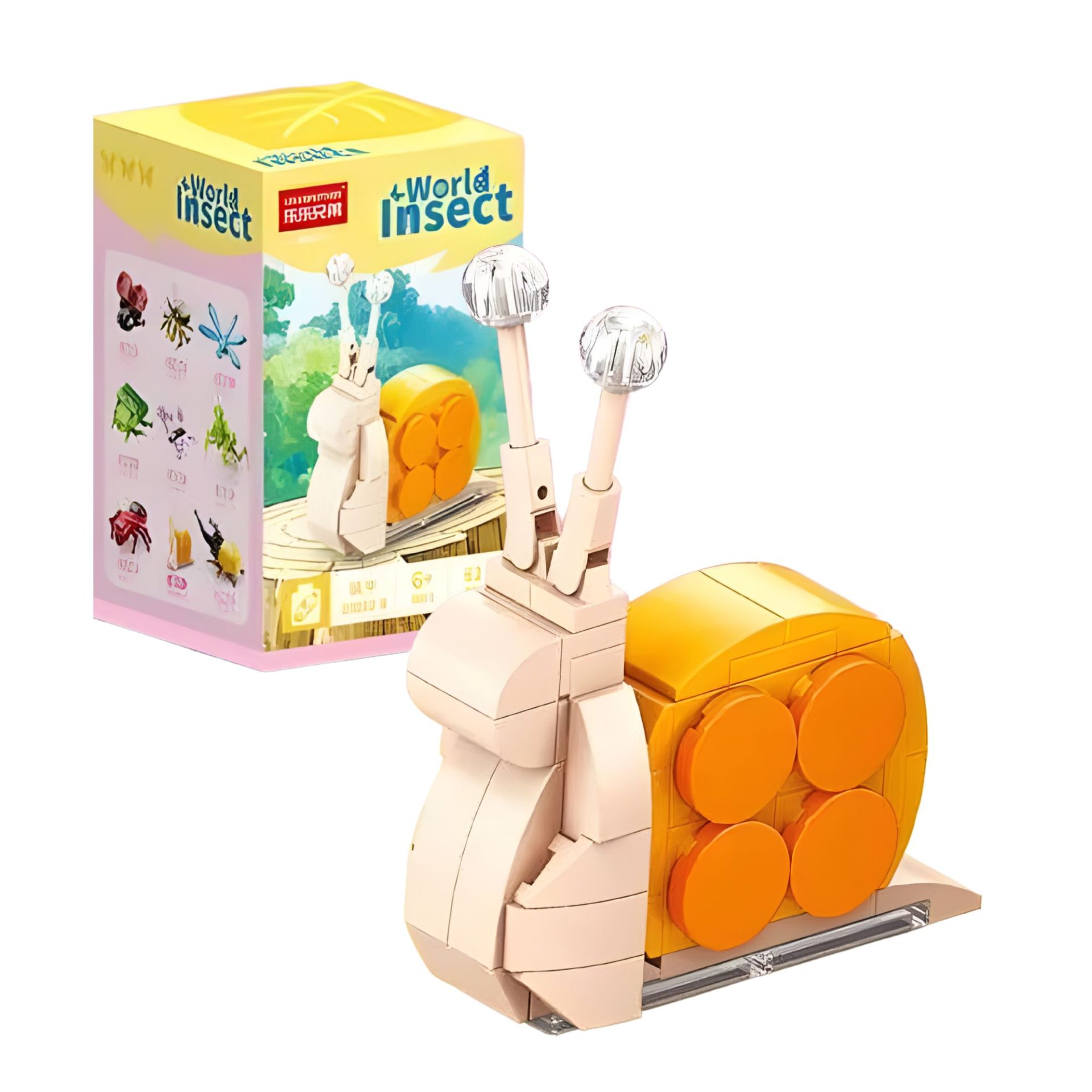 Set de Constructie, , Model Melc, Lumea Insectelor Mini, 62 Piese, Model 3D, Jucarie Educativa STEM, +6 Ani, Plastic ABS, 11 x 7 x 7 cm, Bej/Portocaliu