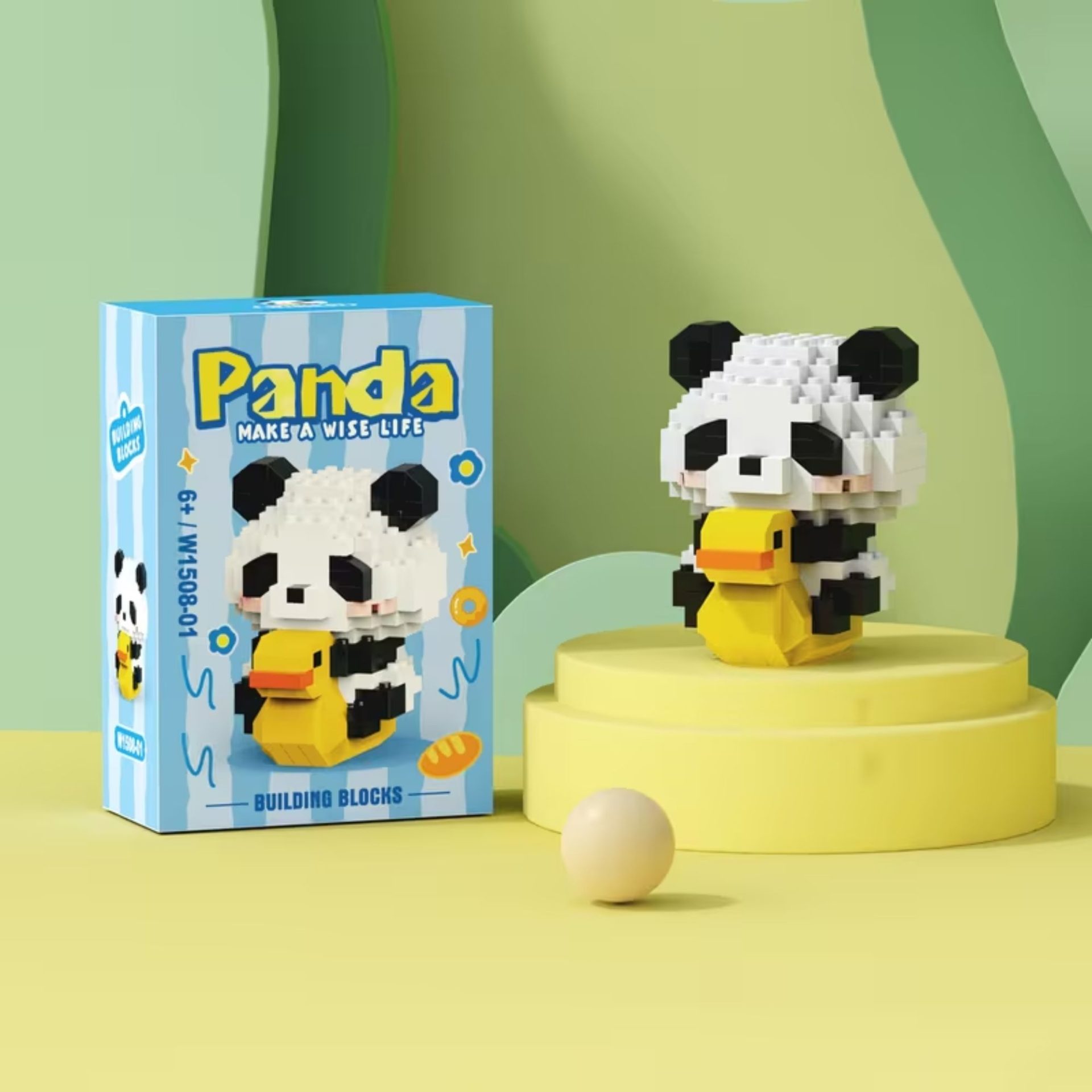 Set de Constructie, , Model Panda cu Rata, 179 Piese, Model 3D, Jucarie Educativa STEM, +6 Ani, Plastic ABS, 7.8 x 4.1 x 11.3 cm, Albastru Inchis 5