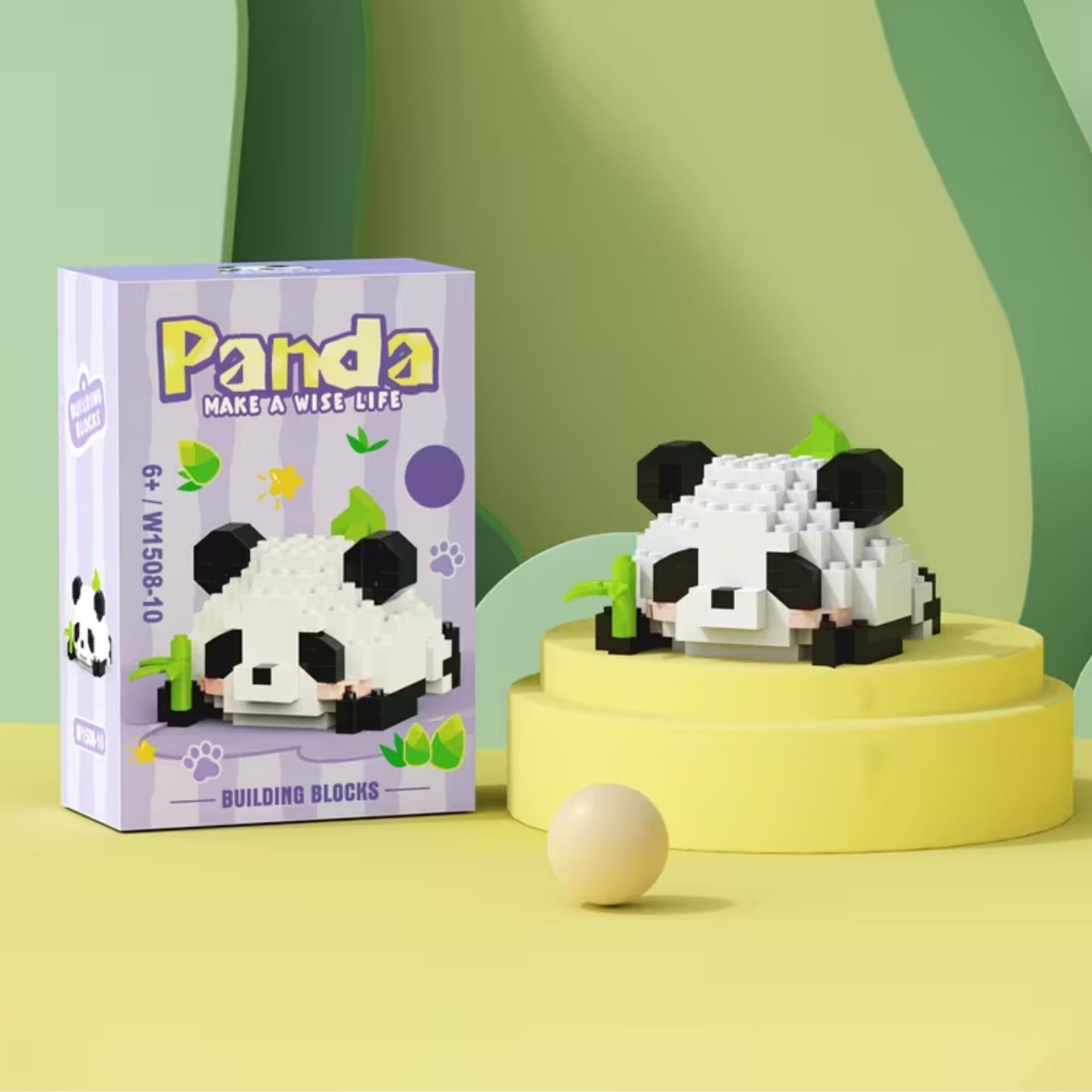 Set de Constructie, , Model Panda cu Bambus, 159 Piese, Model 3D, Jucarie Educativa STEM, +6 Ani, Plastic ABS, 7.8 x 4.1 x 11.3 cm, Mov 5