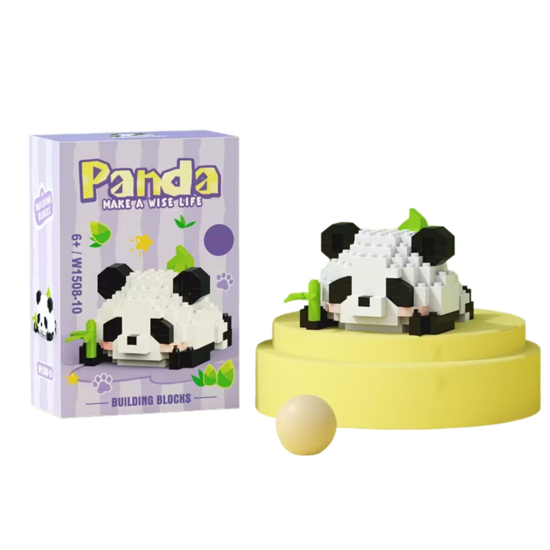 Set de Constructie, , Model Panda cu Bambus, 159 Piese, Model 3D, Jucarie Educativa STEM, +6 Ani, Plastic ABS, 7.8 x 4.1 x 11.3 cm, Mov
