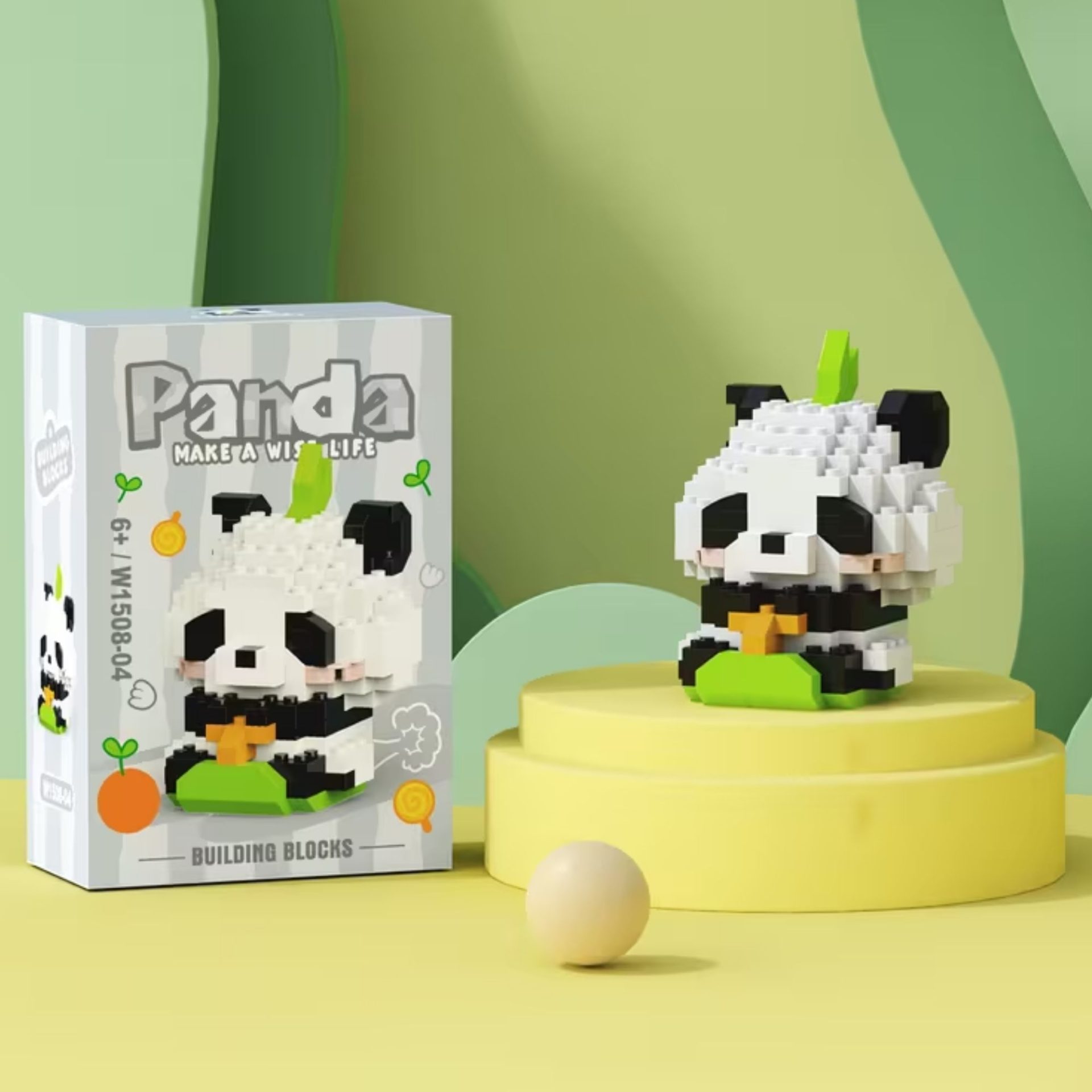 Set de Constructie, , Model Panda in Iarba, 161 Piese, Model 3D, Jucarie Educativa STEM, +6 Ani, Plastic ABS, 7.8 x 4.1 x 11.3 cm, Gri 4