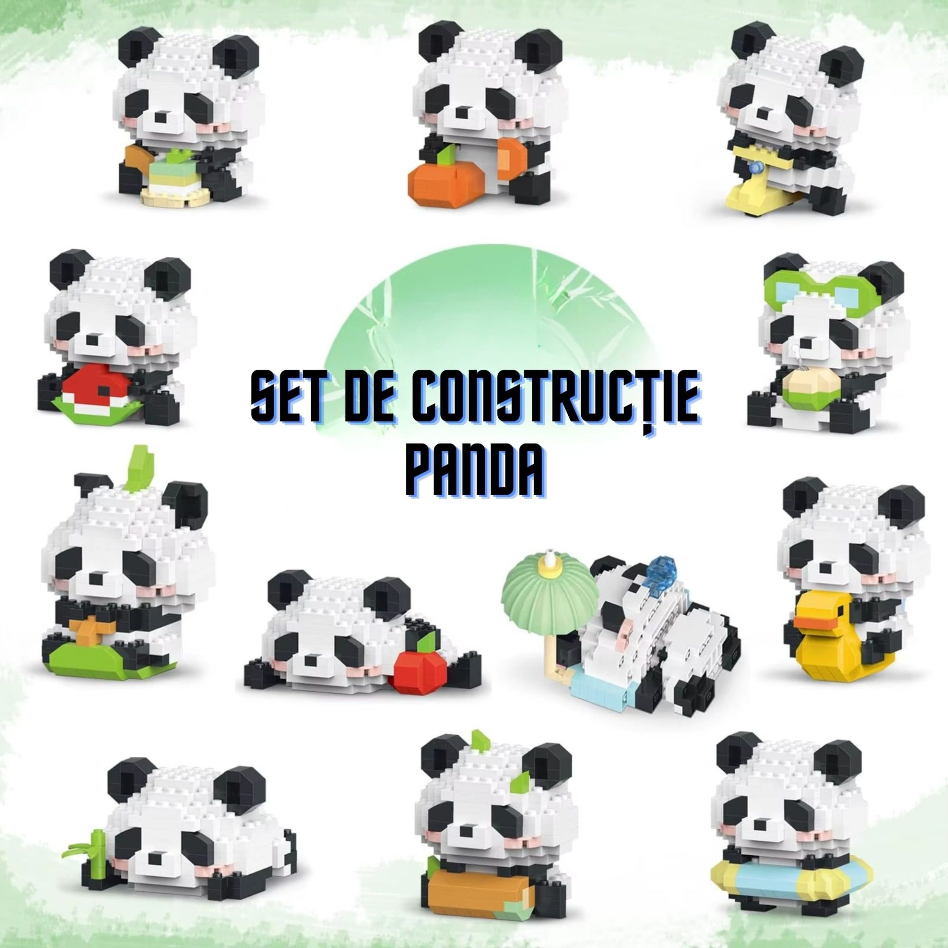 Set de Constructie, , Model Panda in Iarba, 161 Piese, Model 3D, Jucarie Educativa STEM, +6 Ani, Plastic ABS, 7.8 x 4.1 x 11.3 cm, Gri 5