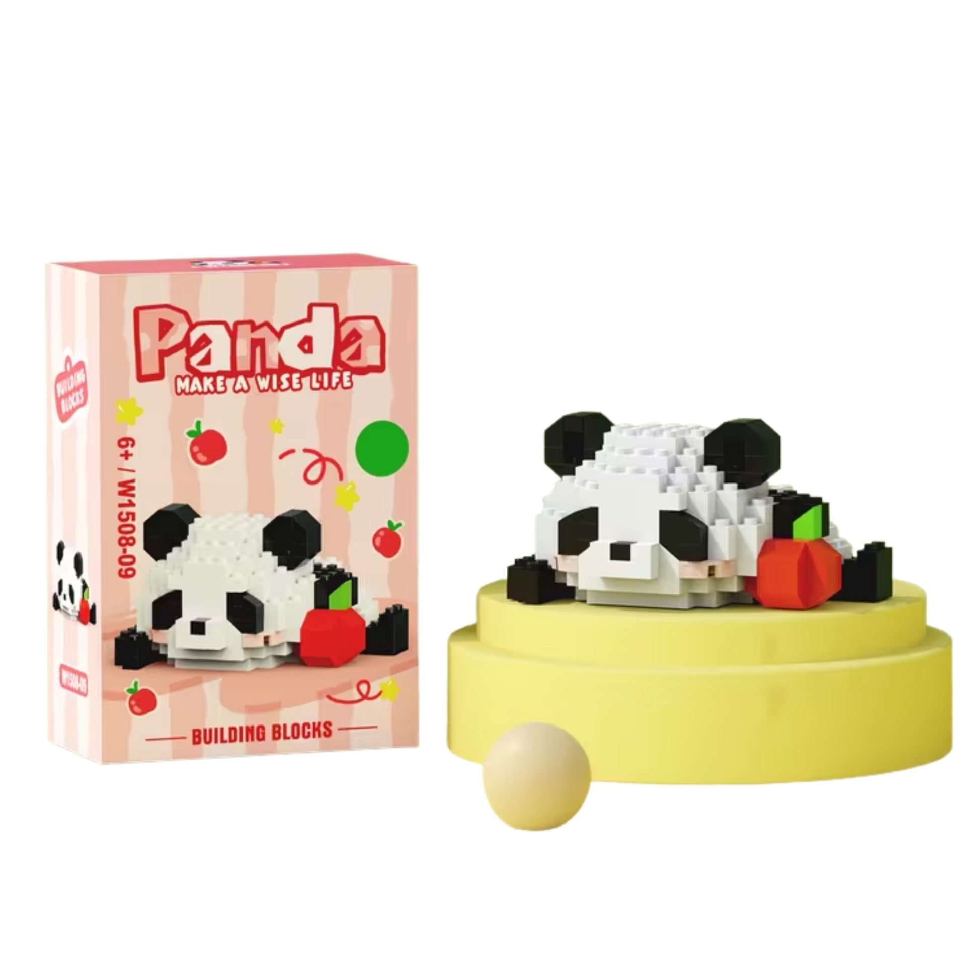 Set de Constructie, , Model Panda cu Mar, 148 Piese, Model 3D, Jucarie Educativa STEM, +6 Ani, Plastic ABS, 7.8 x 4.1 x 11.3 cm, Rosu