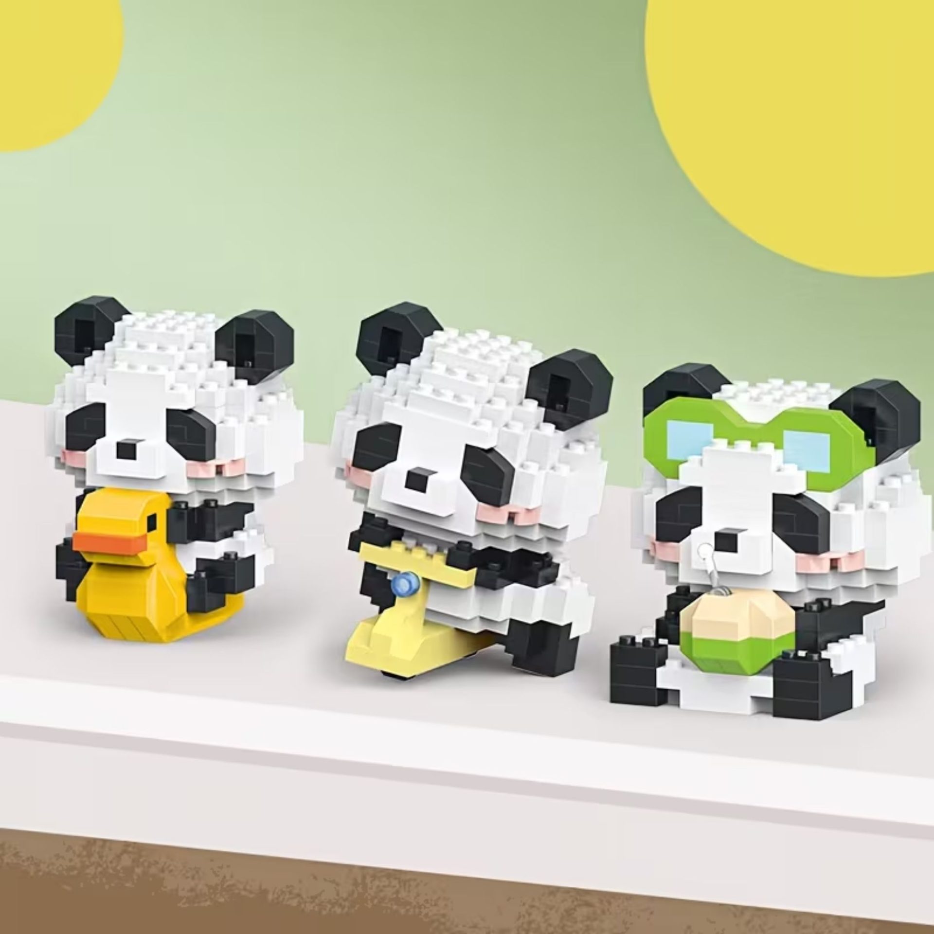 Set de Constructie, , Model Panda pe Bicicleta, 172 Piese, Model 3D, Jucarie Educativa STEM, +6 Ani, Plastic ABS, 7.8 x 4.1 x 11.3 cm, Verde Inchis 4