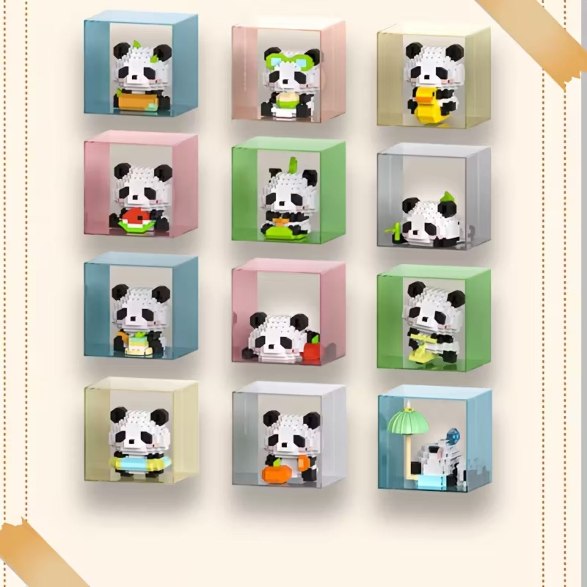Set de Constructie, , Model Panda pe Bicicleta, 172 Piese, Model 3D, Jucarie Educativa STEM, +6 Ani, Plastic ABS, 7.8 x 4.1 x 11.3 cm, Verde Inchis 2