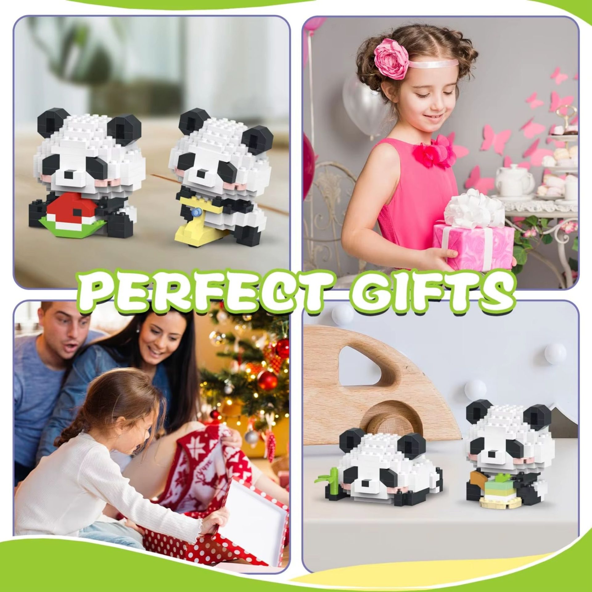 Set de Constructie, , Model Panda cu Tort, 159 Piese, Model 3D, Jucarie Educativa STEM, +6 Ani, Plastic ABS, 7.8 x 4.1 x 11.3 cm, Albastru Pastel 5