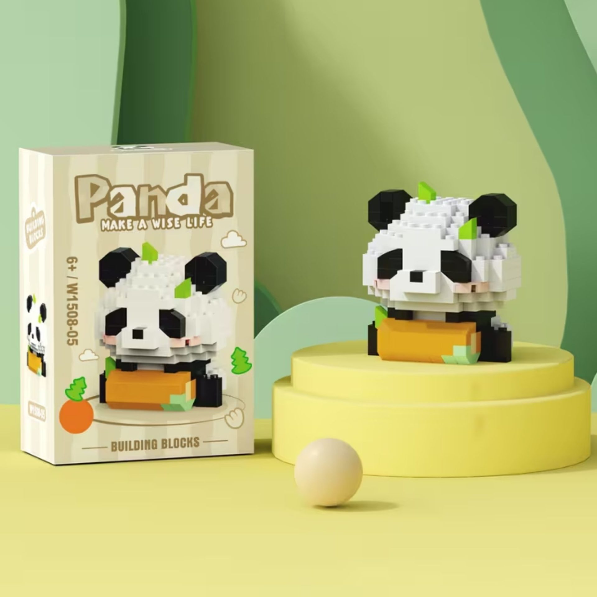 Set de Constructie, , Model Panda cu Lemn, 167 Piese, Model 3D, Jucarie Educativa STEM, +6 Ani, Plastic ABS, 7.8 x 4.1 x 11.3 cm, Bej 5