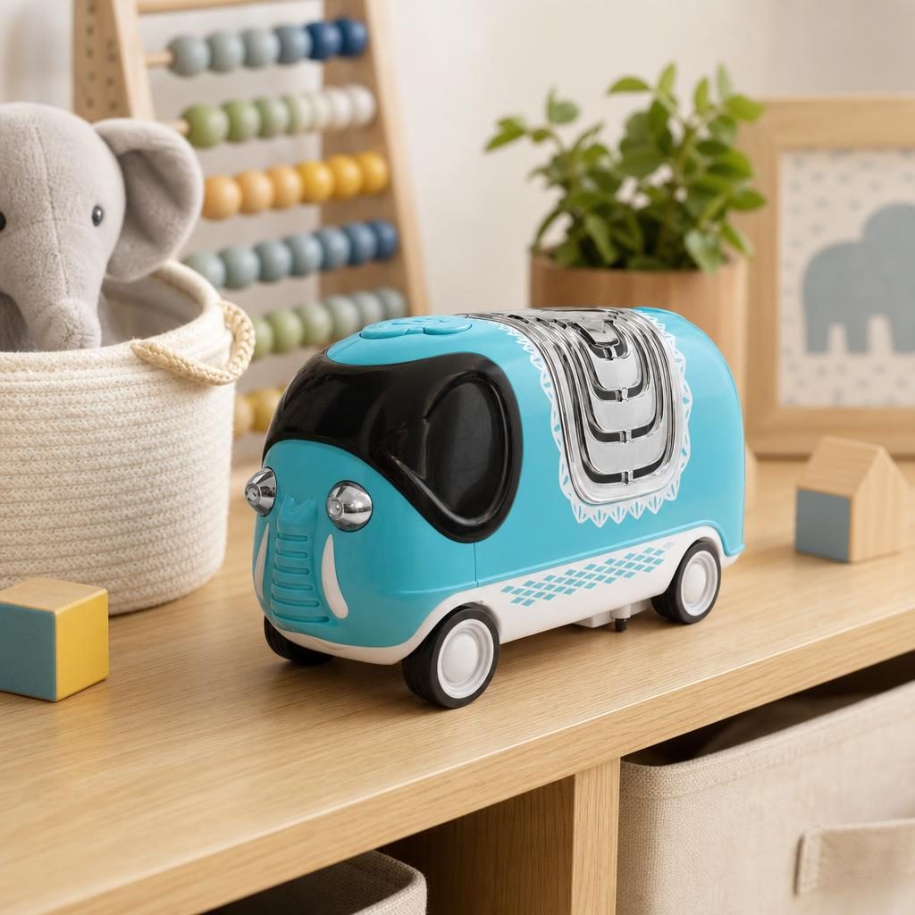 Masina Jucarie Transport Elefant Cu Lumini Si Miscare, Animal Transport Car Cu Elefant Interactiv In Interior, Vehicul Cu Design Elefant Si Functie De Miscare Automata, Jucarie Creativa Pentru Copii 3+ Ani, Albastru 4