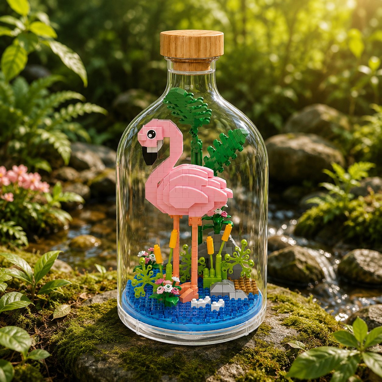 Flamingo Flippy în sticlă decorativă gata montat
