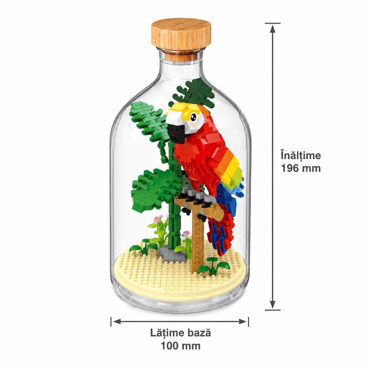 Set de Construit in Sticla, , 483 Piese, din Plastic, +14 Ani, 10 x 19.6 cm, Model Papagal, Multicolor 3