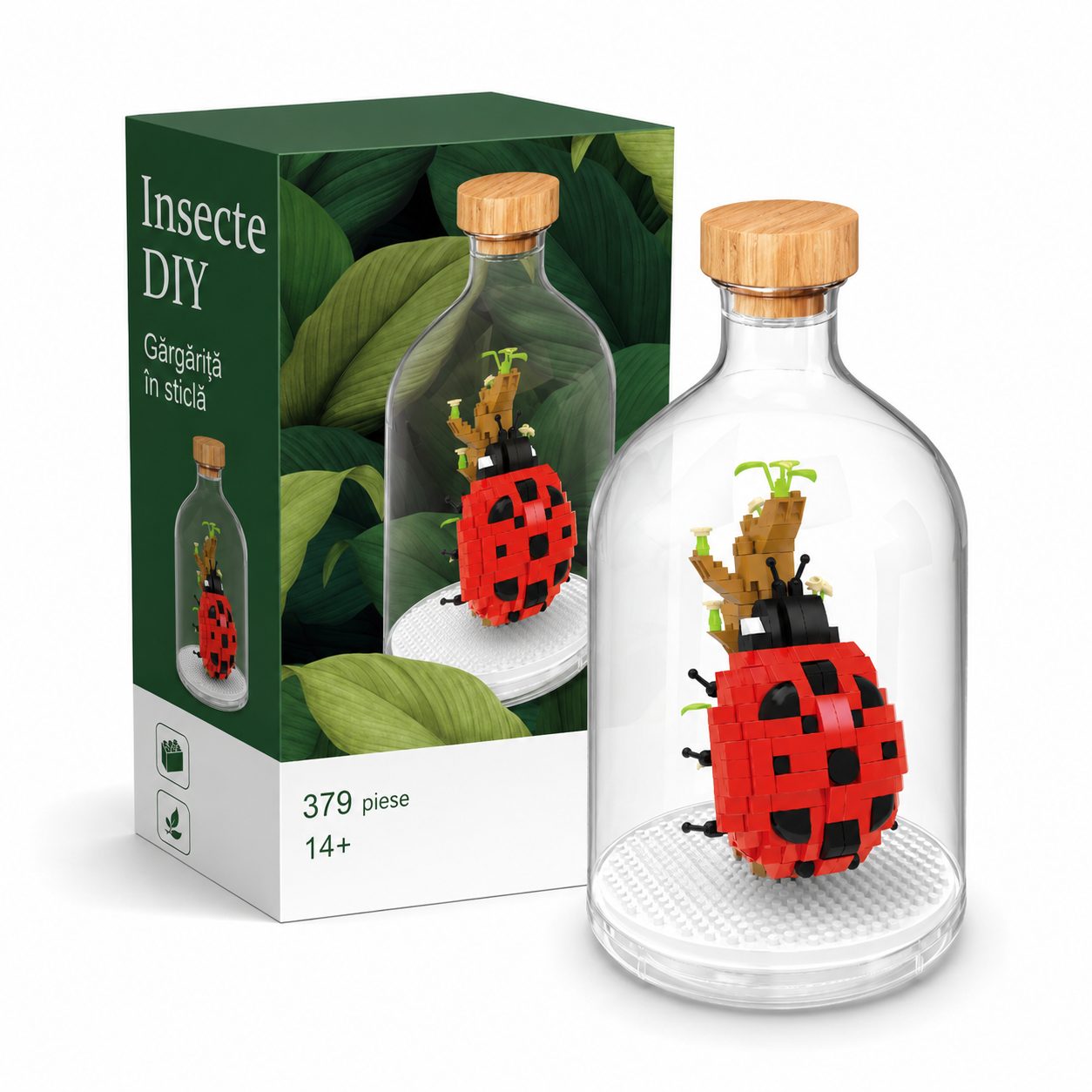 Set de Construit in Sticla, , 379 Piese, din Plastic, +14 Ani, 10 x 19.6 cm, Model Buburuza, Multicolor 3