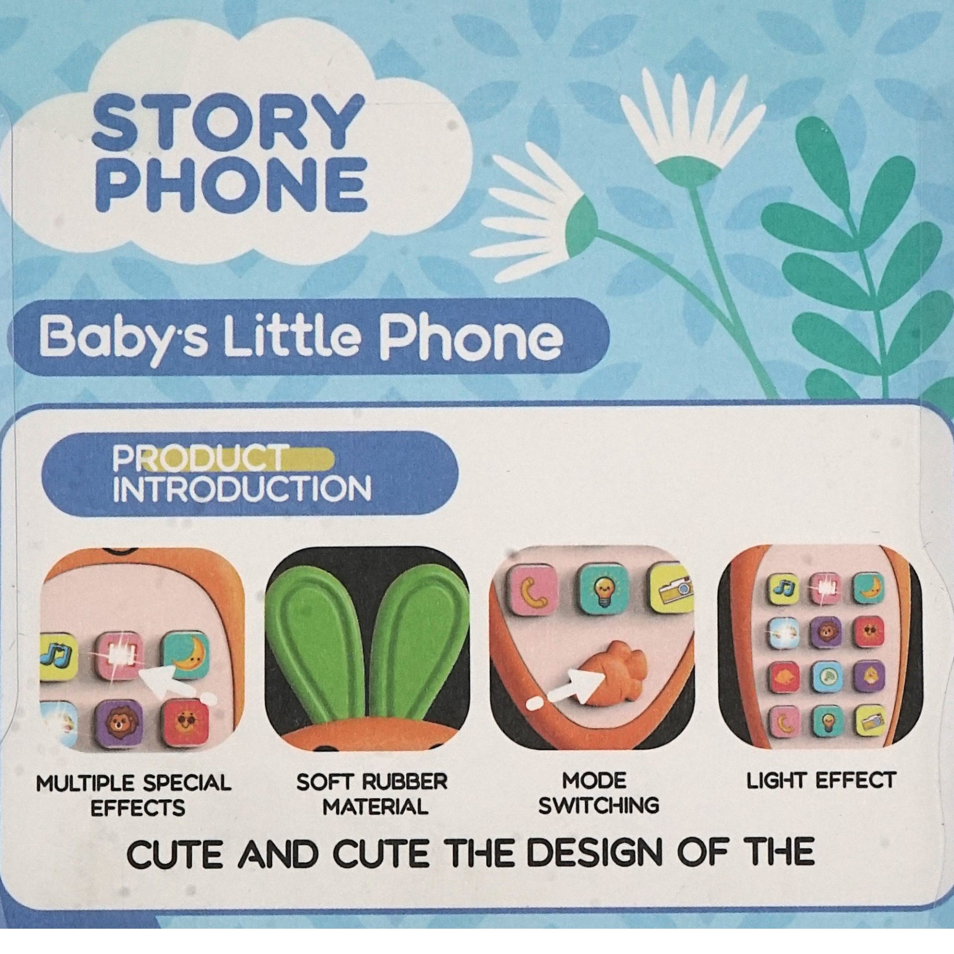 Jucarie Interactiva, Flippy, Telefon Inteligent, Model Morcov, Functii Educative, Muzicale si Voce, 4-6 ani, 19 x 11.5 cm, din Plastic, Albastru