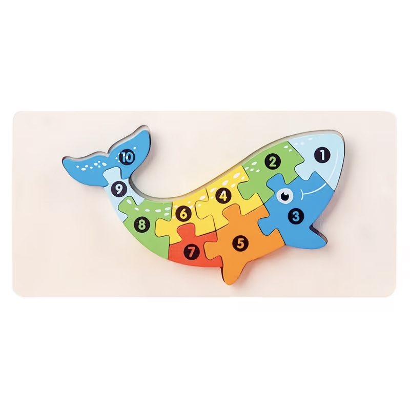 Puzzle din lemn 3D Montessori Flippy model Balena