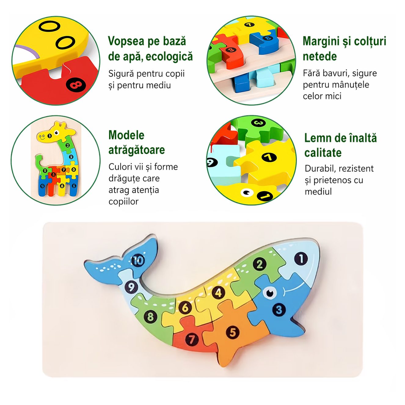 Piese puzzle lemn 3D Flippy multicolor