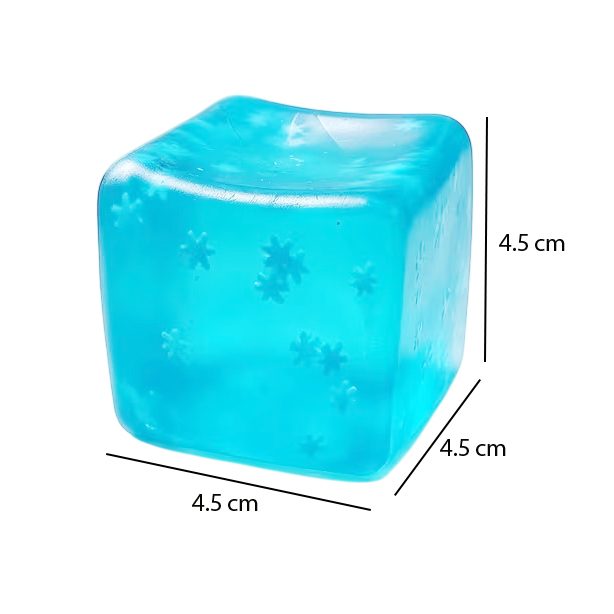 Jucarie Squishy tip Needoh in Forma de Cub, , Model Cub de Gheata cu Fulgi, Antistres Senzoriala Comprimabila cu Revenire Lenta, 4.5x4.5x4.5 cm, 110 g, Albastru 3