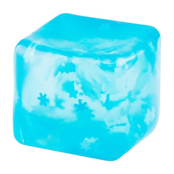 Jucarie Squishy tip Needoh in Forma de Cub, , Model Cub de Gheata cu Fulgi, Antistres Senzoriala Comprimabila cu Revenire Lenta, 4.5x4.5x4.5 cm, 110 g, Albastru 2