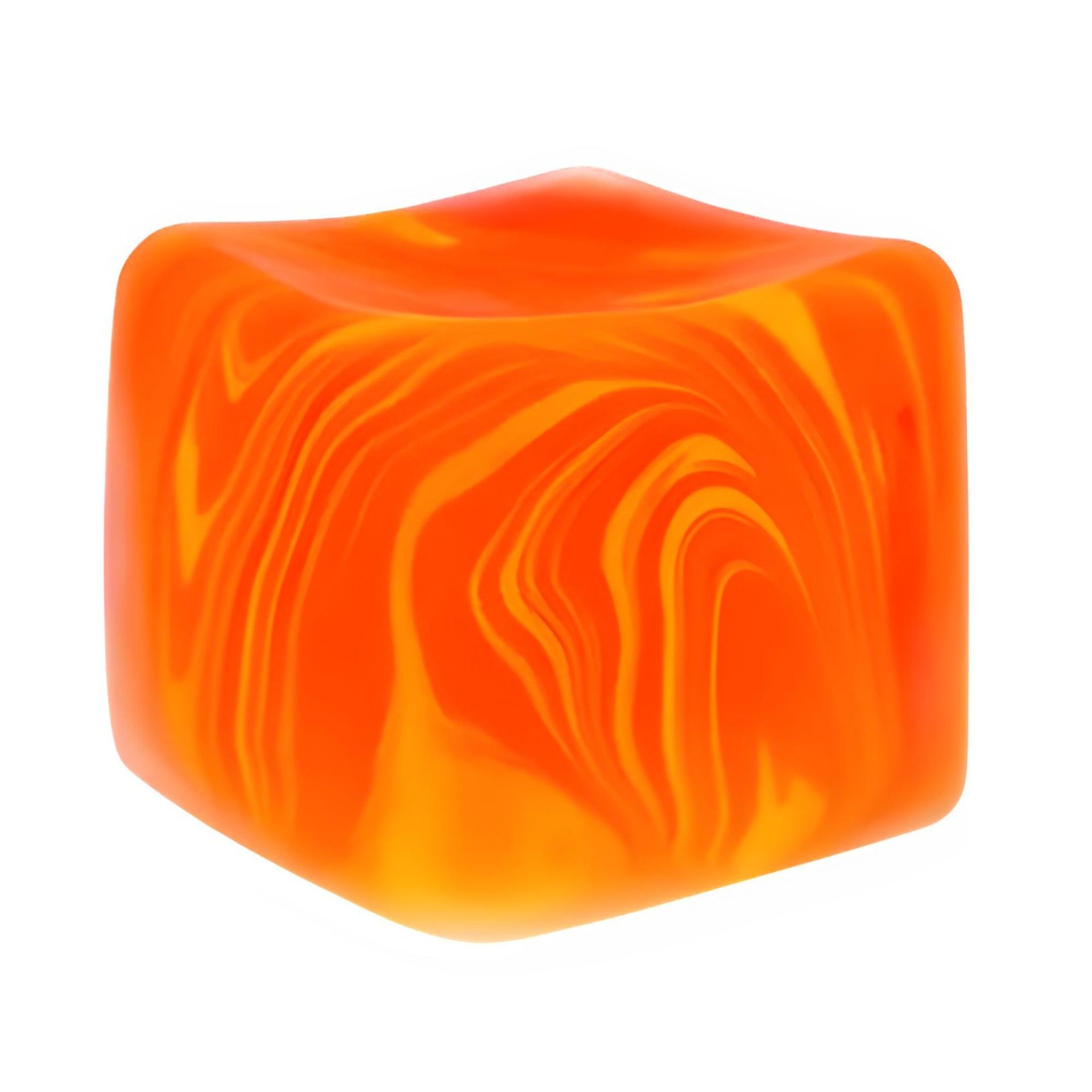 Jucarie Squishy tip Needoh in Forma de Cub de Gheata, , Model Linii Flow din Maltoza, Antistres Senzoriala Comprimabila cu Revenire Lenta, 5.5x5.5x5.5 cm, 180 g, Portocaliu 2
