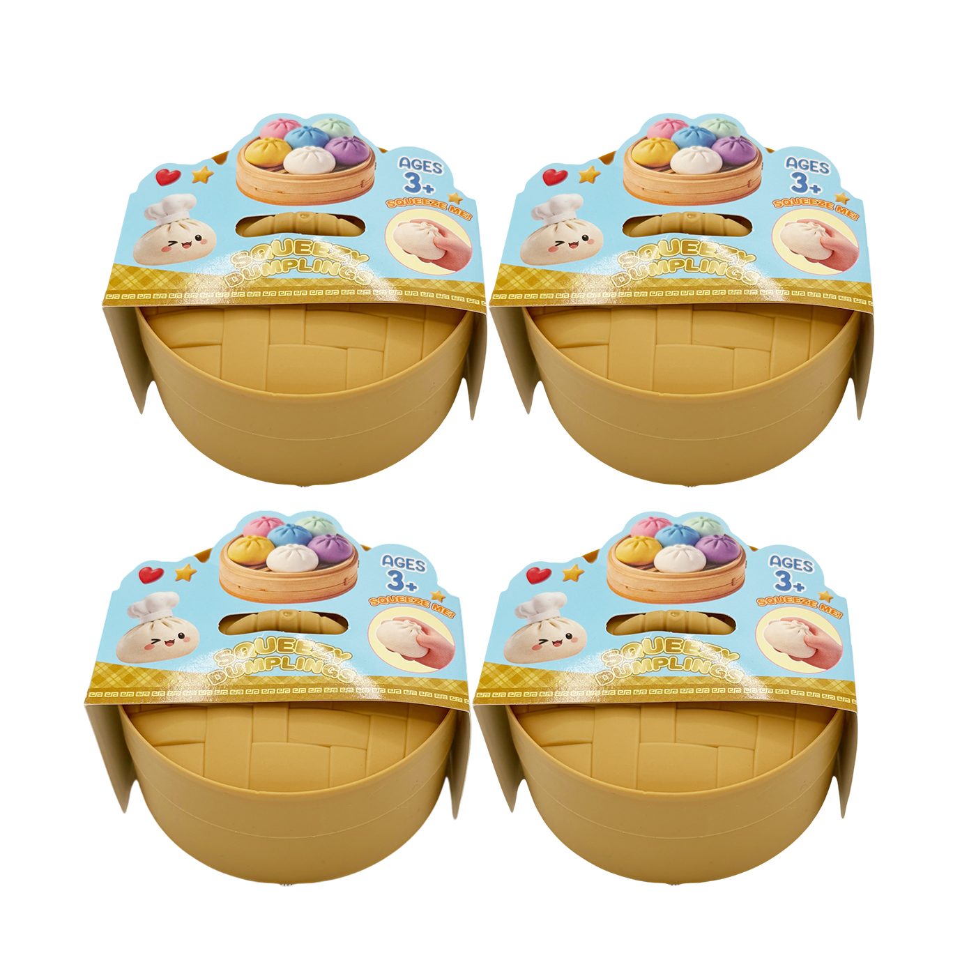 Jucarie Squishy Dumpling in Forma de Dumpling, , Model Fata Zambitoare, Antistres Senzoriala Comprimabila cu Revenire Lenta, 8.5x8.5 cm, 120 g, Culoare Mix Surpriza 4