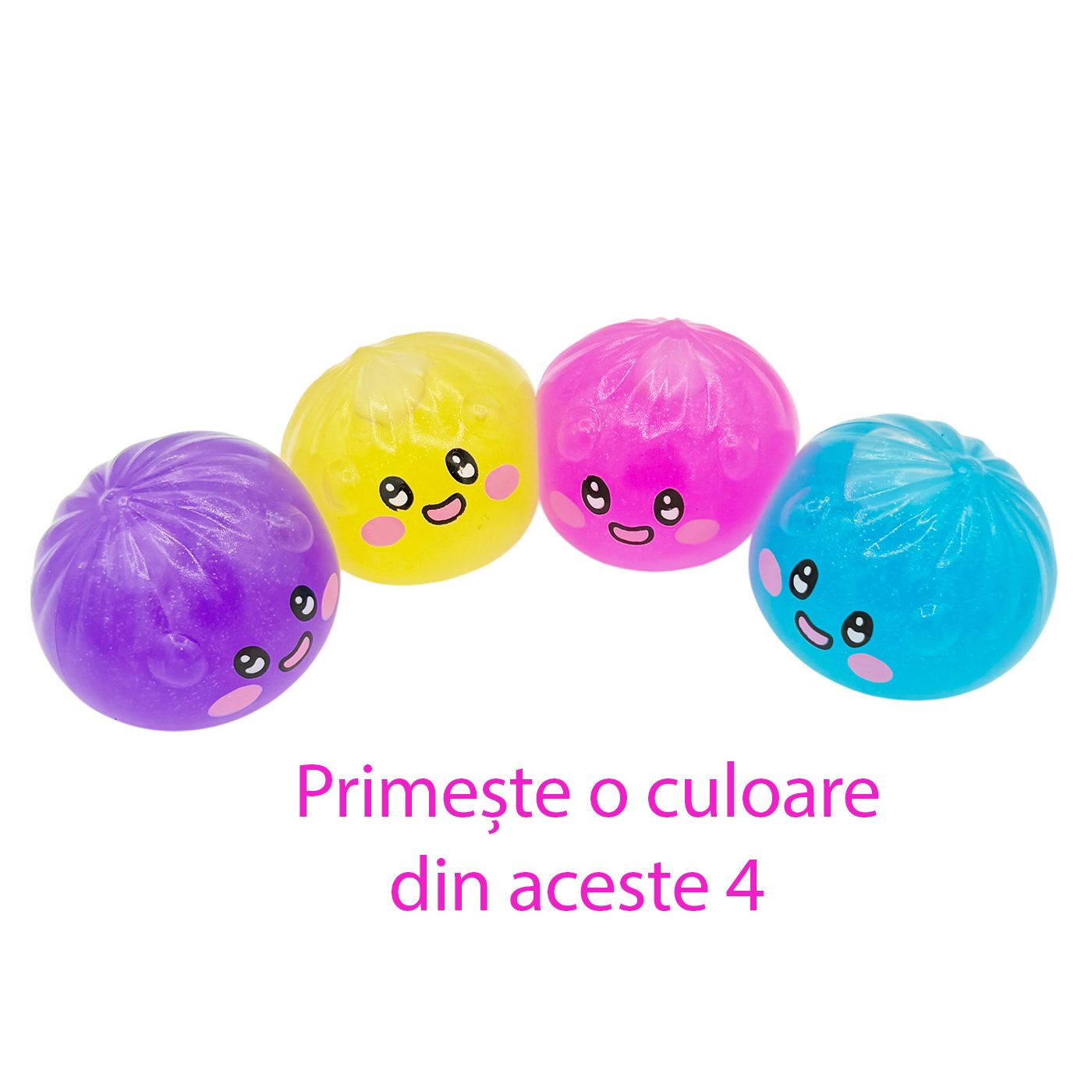 Jucarie Squishy Dumpling in Forma de Dumpling, , Model Fata Zambitoare, Antistres Senzoriala Comprimabila cu Revenire Lenta, 8.5x8.5 cm, 120 g, Culoare Mix Surpriza 3