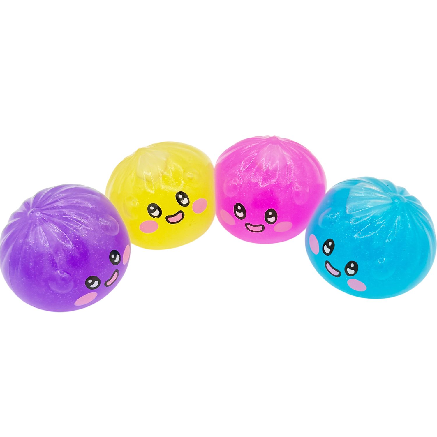 Jucarie Dumpling Squishy Antistres, , Model Fata Zambitoare, Small Crystal Emoji Bun, 6.5 cm, 120 gr, Culoare Mix Surpriza 2